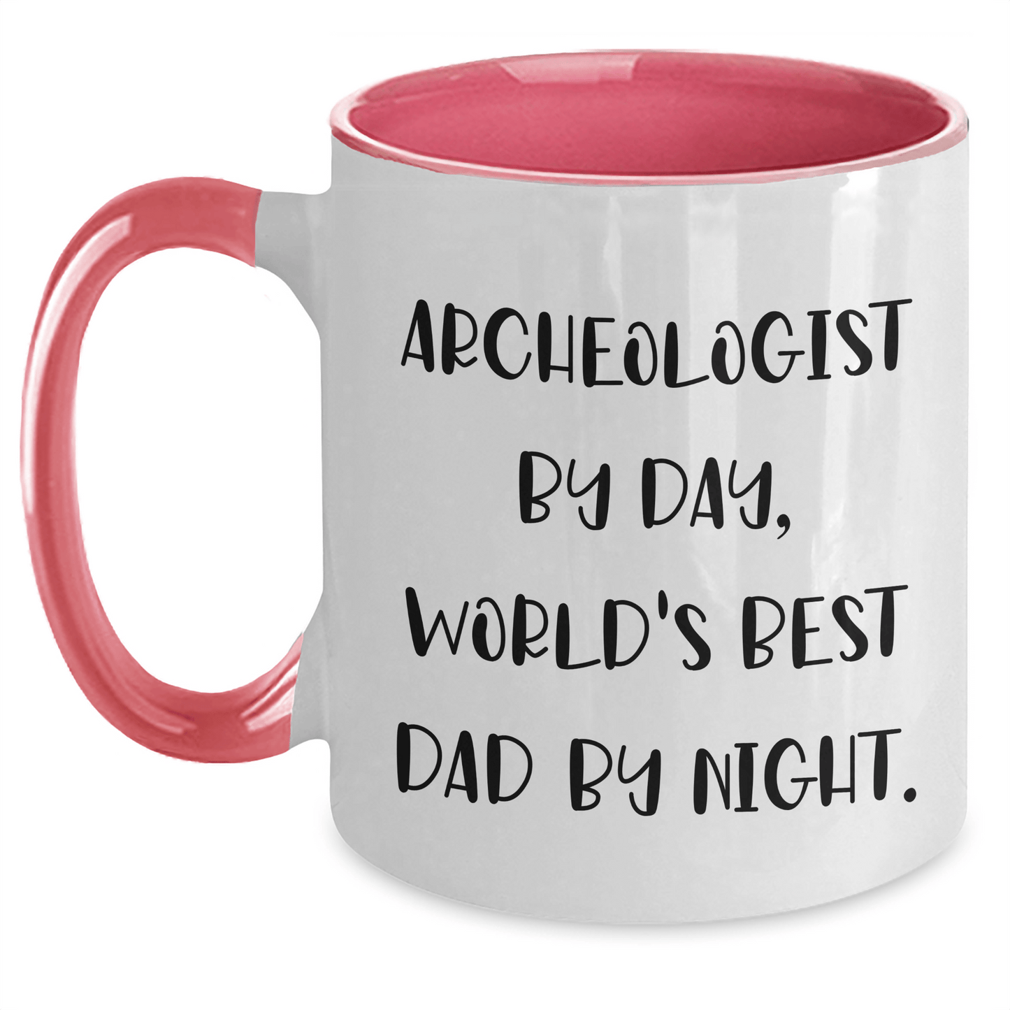 Funny Archeologist Gifts for Him, Two Tone Coffee Mug, 'Archeologist By Day, World's Best Dad By Night.,' Graduation Unique Gifts from Dad to Son - Victory Thru Vision