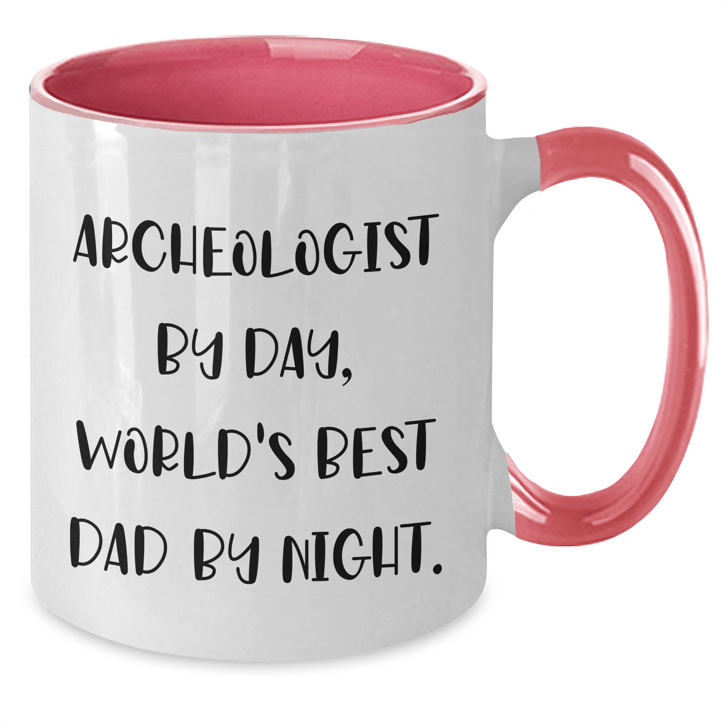Funny Archeologist Gifts for Him, Two Tone Coffee Mug, 'Archeologist By Day, World's Best Dad By Night.,' Graduation Unique Gifts from Dad to Son - Victory Thru Vision