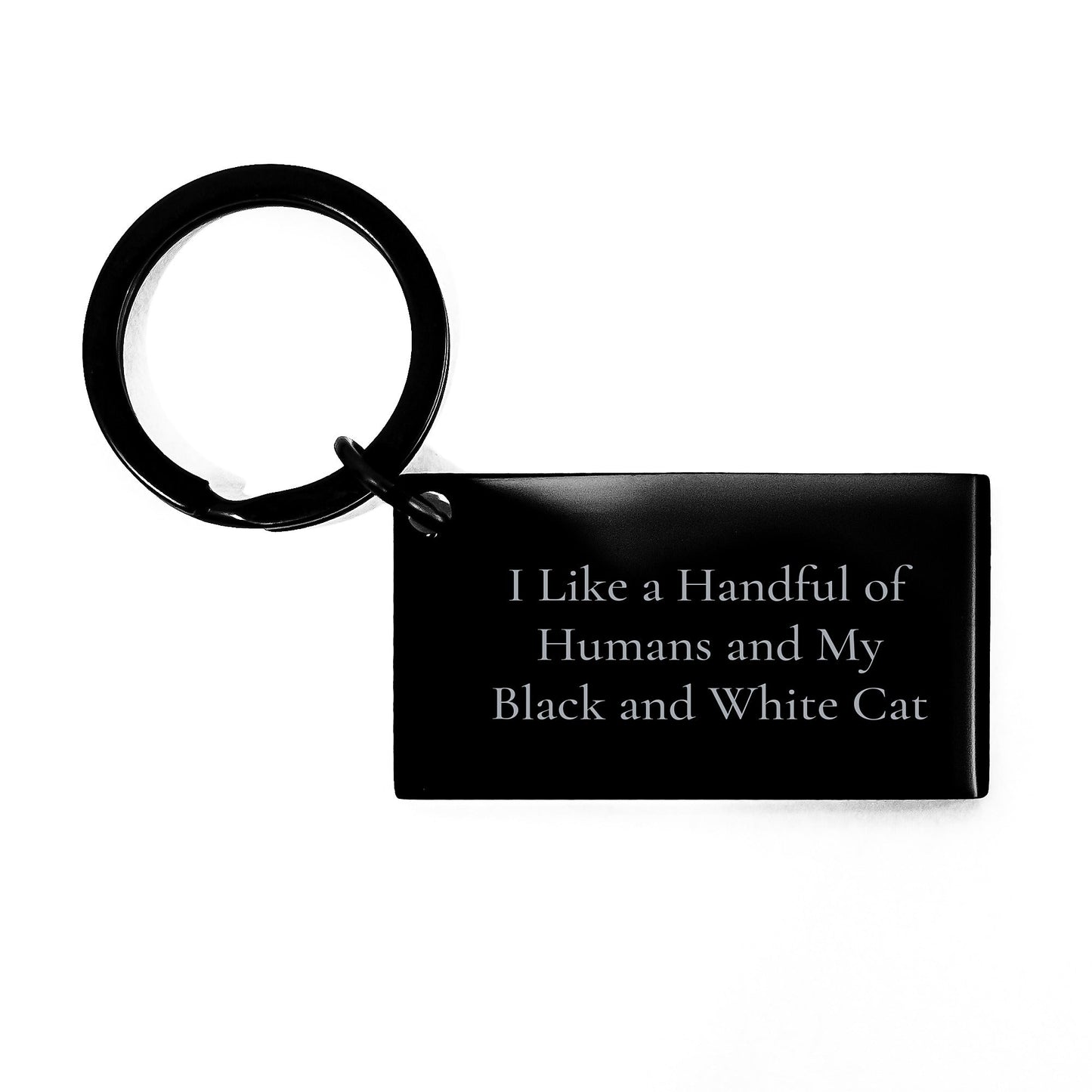 Funny Black and White Cat Gifts from Men to Friends, Unique Keychain for Graduation - Victory Thru Vision