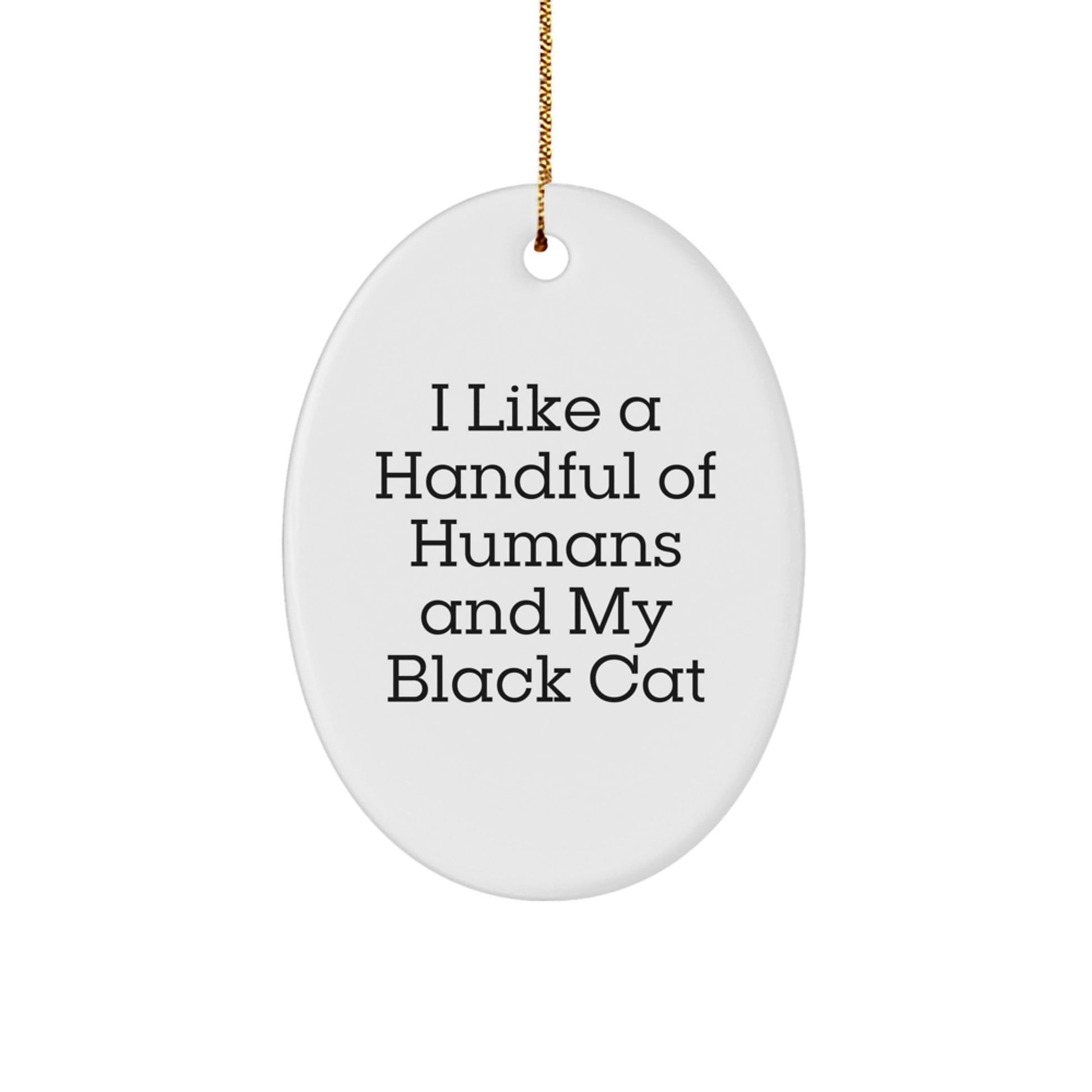 Funny Black Cat Gifts from Men to Black Cat Lovers - Oval Ornament I Like A Handful Of Humans And My Black Cat - Christmas Unique Presents - Victory Thru Vision