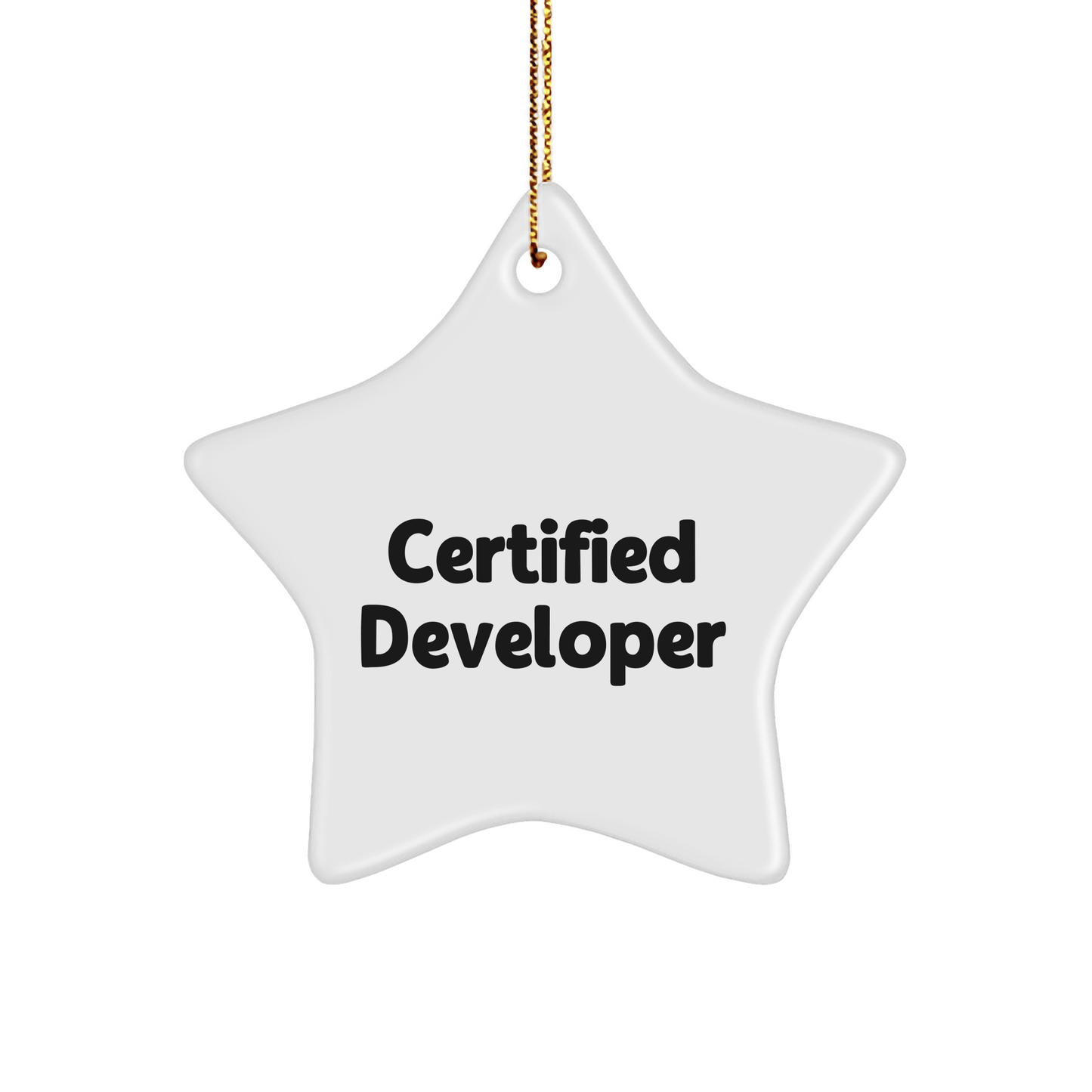 Funny Certified Developer Star Ornament, Gifts from Men to Developer Friends at Christmas, Unique Star Shaped Decorations for Developer Coworkers, 'You're a Star' Quote - Victory Thru Vision