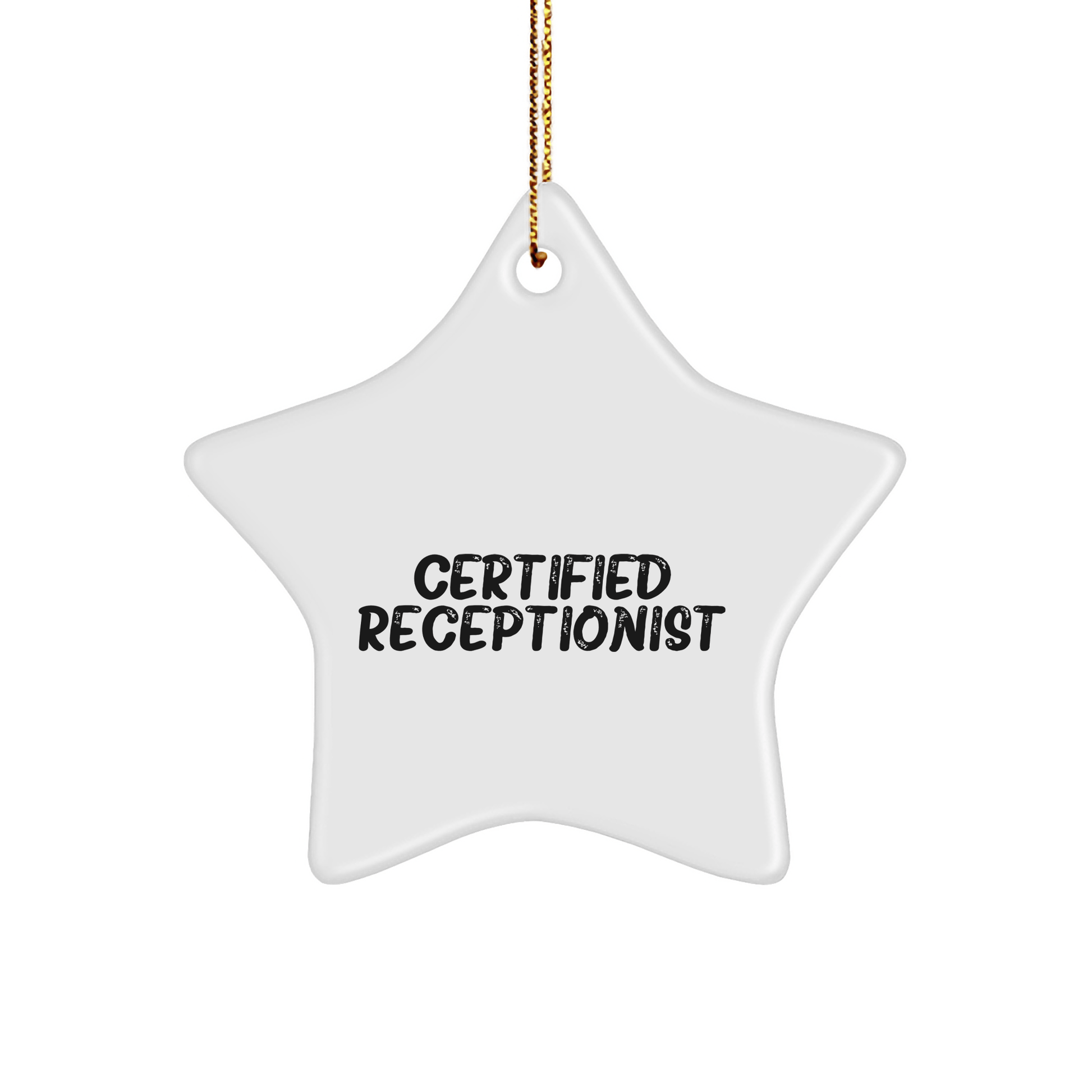 Funny Certified Receptionist Star Ornament Gifts from Friends to Receptionists, Unique Christmas Unique Gifts for Women, Men, Coworkers, Family, Inspirational Quote - Victory Thru Vision