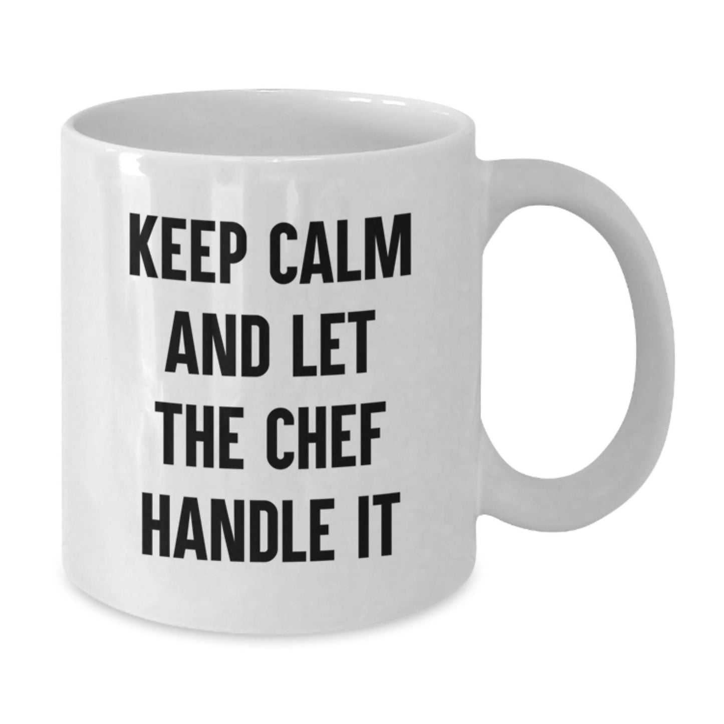 Funny Chef Gifts for Him - 'Keep Calm And Let The Chef Handle It' White Coffee Mug, 11oz or 15oz, Ceramic, Microwave and Dishwasher Safe, Gifts from Family to Chef Friends - Victory Thru Vision