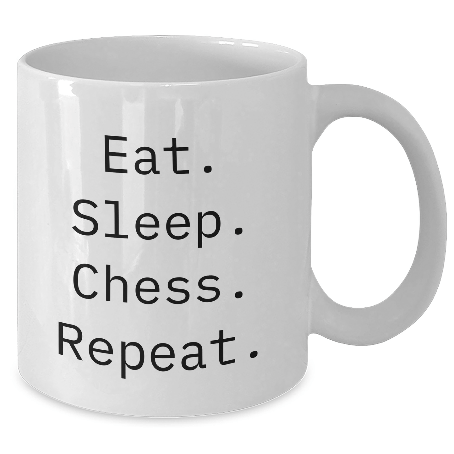 Funny Chess Lovers Gift, Eat. Sleep. Chess. Repeat. White Coffee Mug, Unique Father's Day Unique Gift from Friends, Family, or Coworkers - Victory Thru Vision