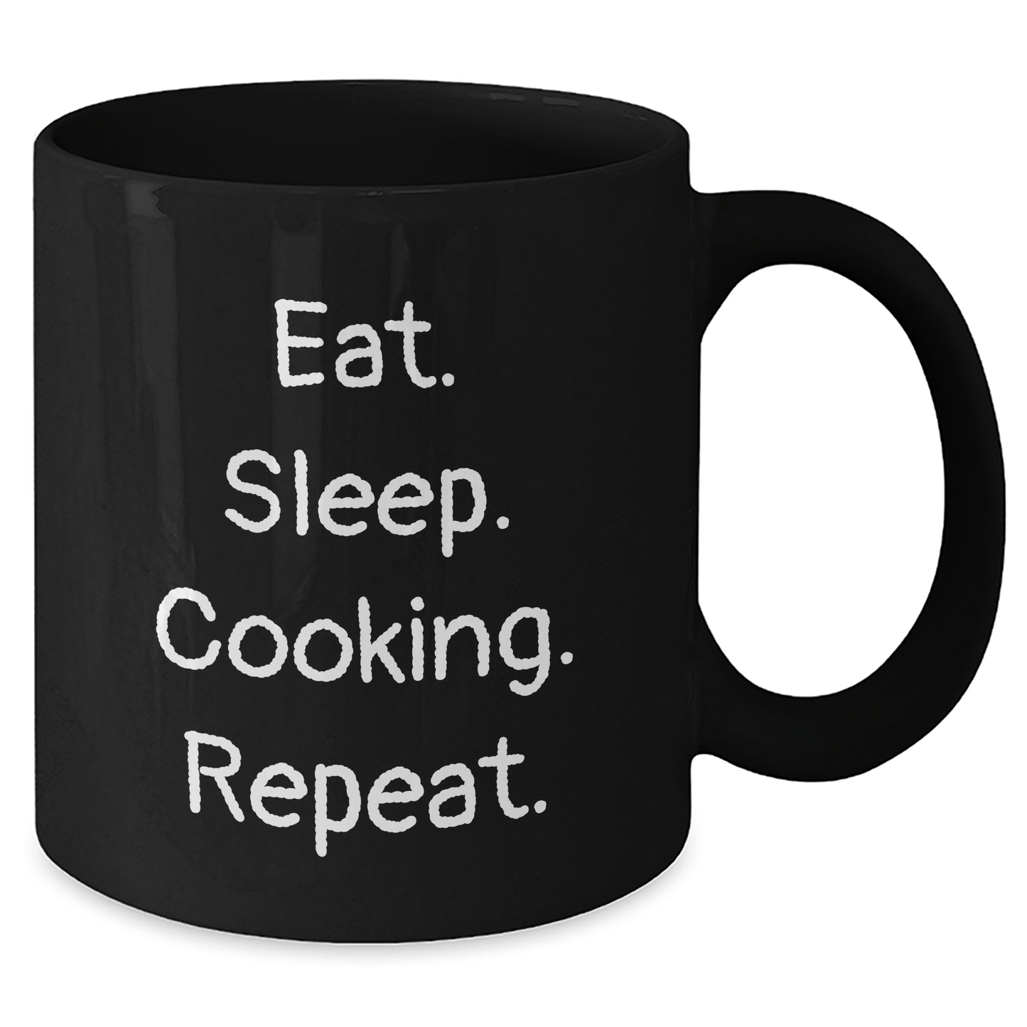 Funny Cooking Gifts for Men - Eat. Sleep. Cooking. Repeat. Black Coffee Mug for Graduation, Perfect for Cooking Enthusiasts, Gifts from Friends or Family - Victory Thru Vision