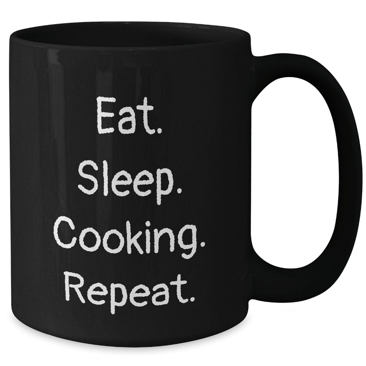 Funny Cooking Gifts for Men - Eat. Sleep. Cooking. Repeat. Black Coffee Mug for Graduation, Perfect for Cooking Enthusiasts, Gifts from Friends or Family - Victory Thru Vision