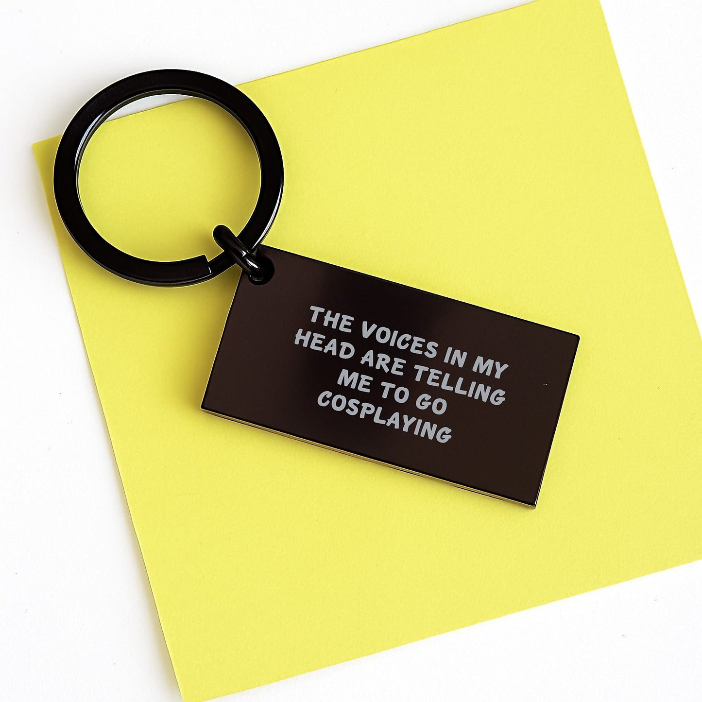 Funny Cosplaying Gifts for Men or Women, Keychain with Quote 'The Voices In My Head Are Telling Me To Go Cosplaying', Gifts from Family, Friends, or Coworkers on Birthday - Victory Thru Vision