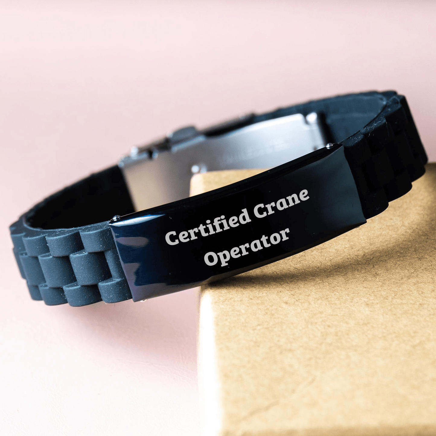 Funny Crane Operator Gifts for Men Certified Quote Father's Day Glide lock Clasp Bracelet - Gifts from Friends to Crane Operators - Victory Thru Vision
