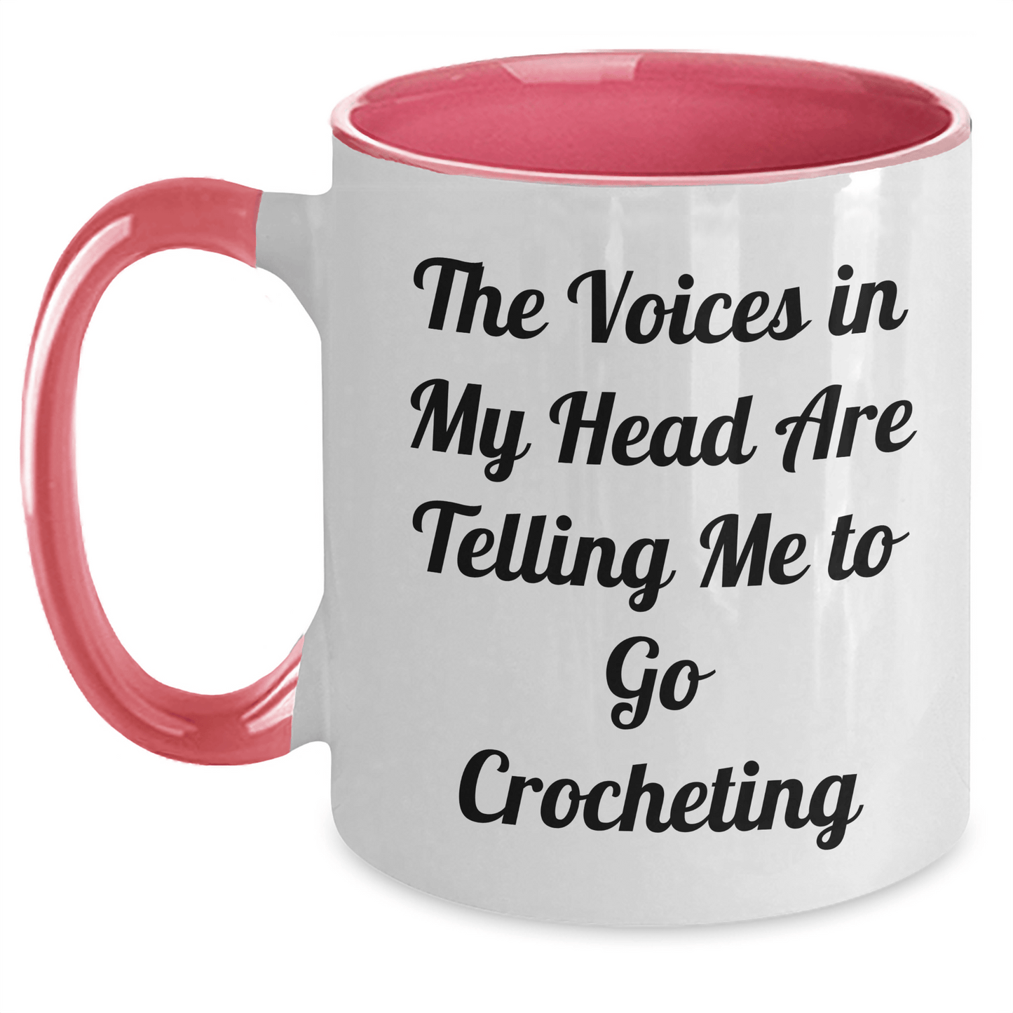 Funny Crocheting Gifts from Friends for Graduation, Crocheting Enthusiasts' Unique Two Tone Coffee Mugs - The Voices In My Head Are Telling Me To Go Crocheting - Victory Thru Vision