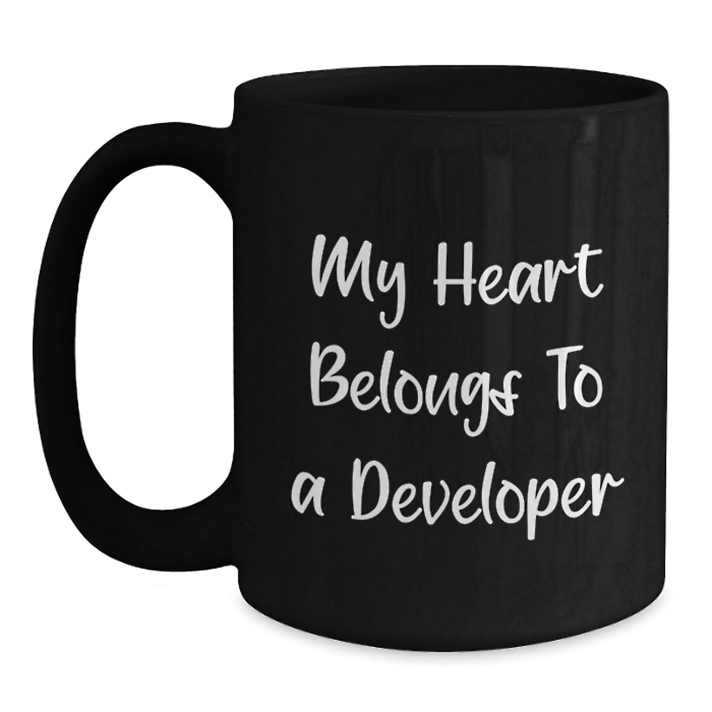 Funny Developer Gifts for Men, My Heart Belongs To A Developer, Black Coffee Mug, Birthday Unique Gifts from Friends, Gifts for Developer - Victory Thru Vision