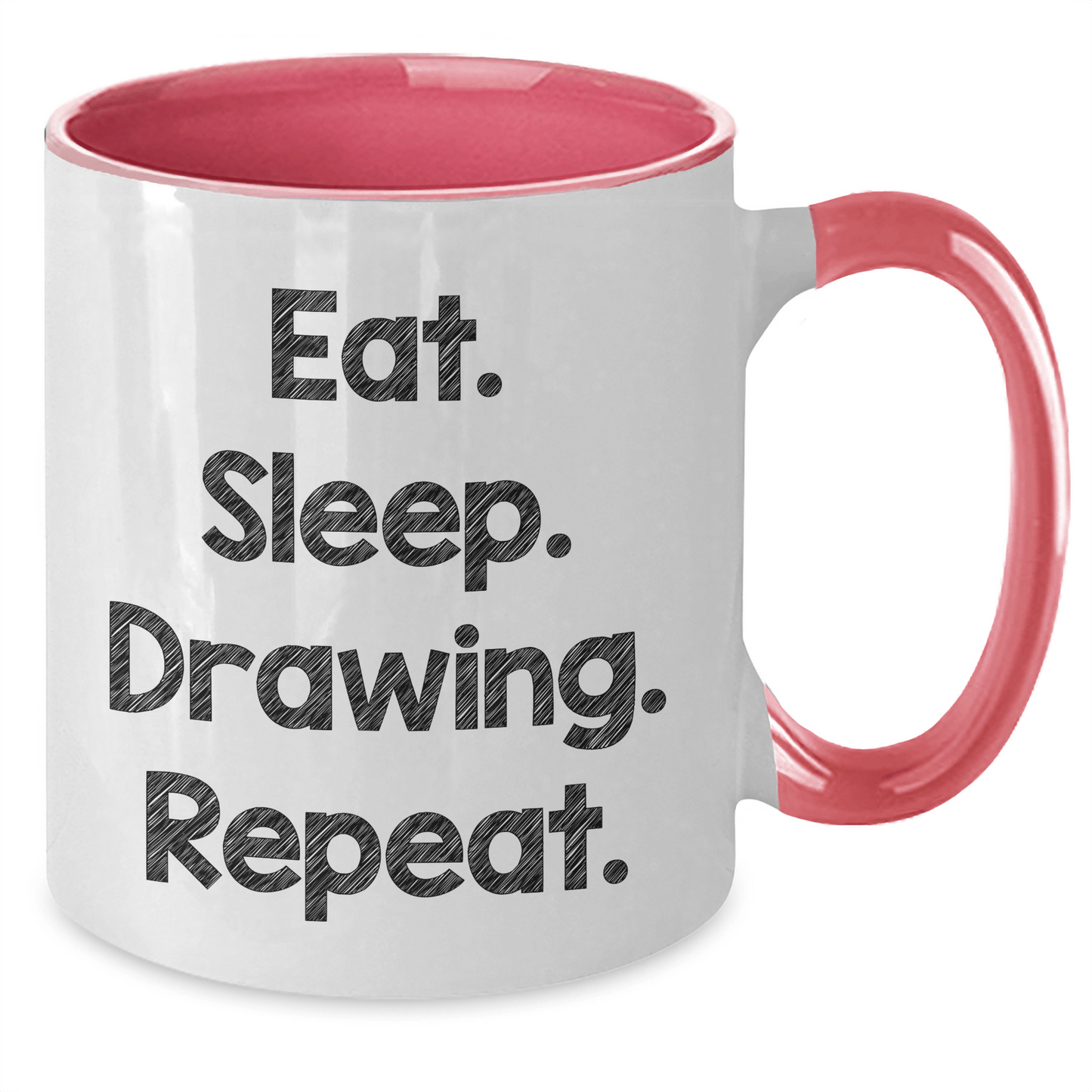 Funny Drawing Enthusiast Gifts from Friends - Eat. Sleep. Drawing. Repeat. Two Tone Coffee Mug for Men, Women, Family - Victory Thru Vision