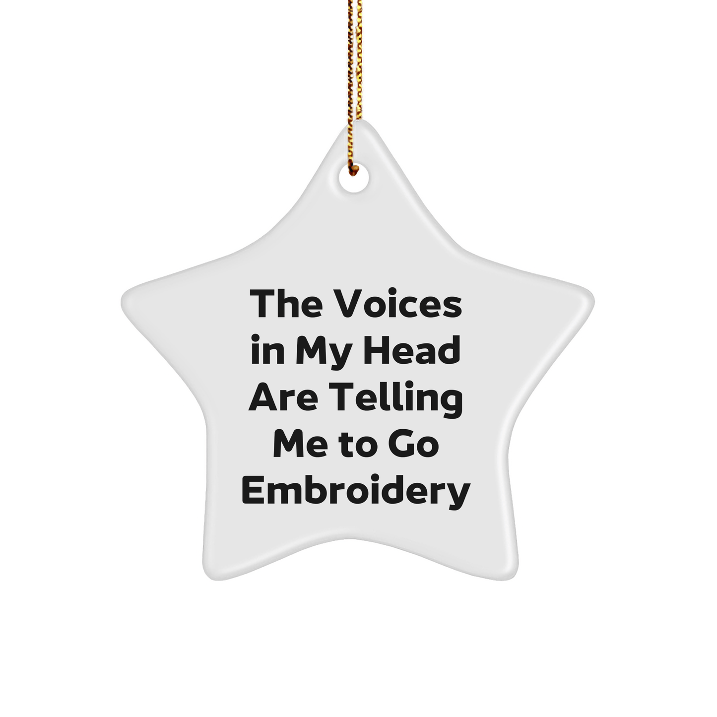 Funny Embroidery Gifts from Women for Embroidery Lovers - Star Ornament with Inspirational Quote, Perfect Christmas Decor for Friends, Family, Coworkers - Victory Thru Vision