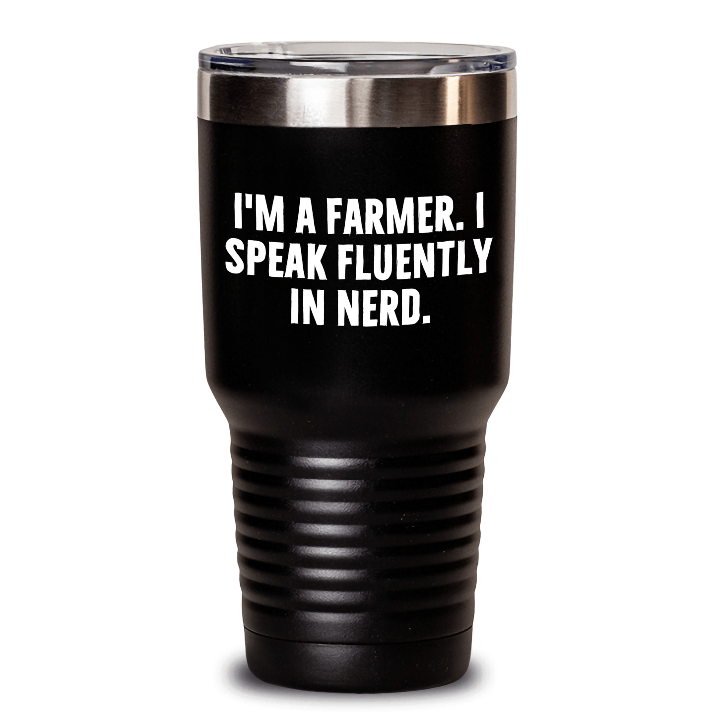 Funny Farmer Gifts from Friends for Graduation - 'I'm A Farmer. I Speak Fluently In genius.' Tumbler, 20oz/30oz Capacity, Stainless Steel/Powder Coating, Gifts for Farmer, Men - Victory Thru Vision