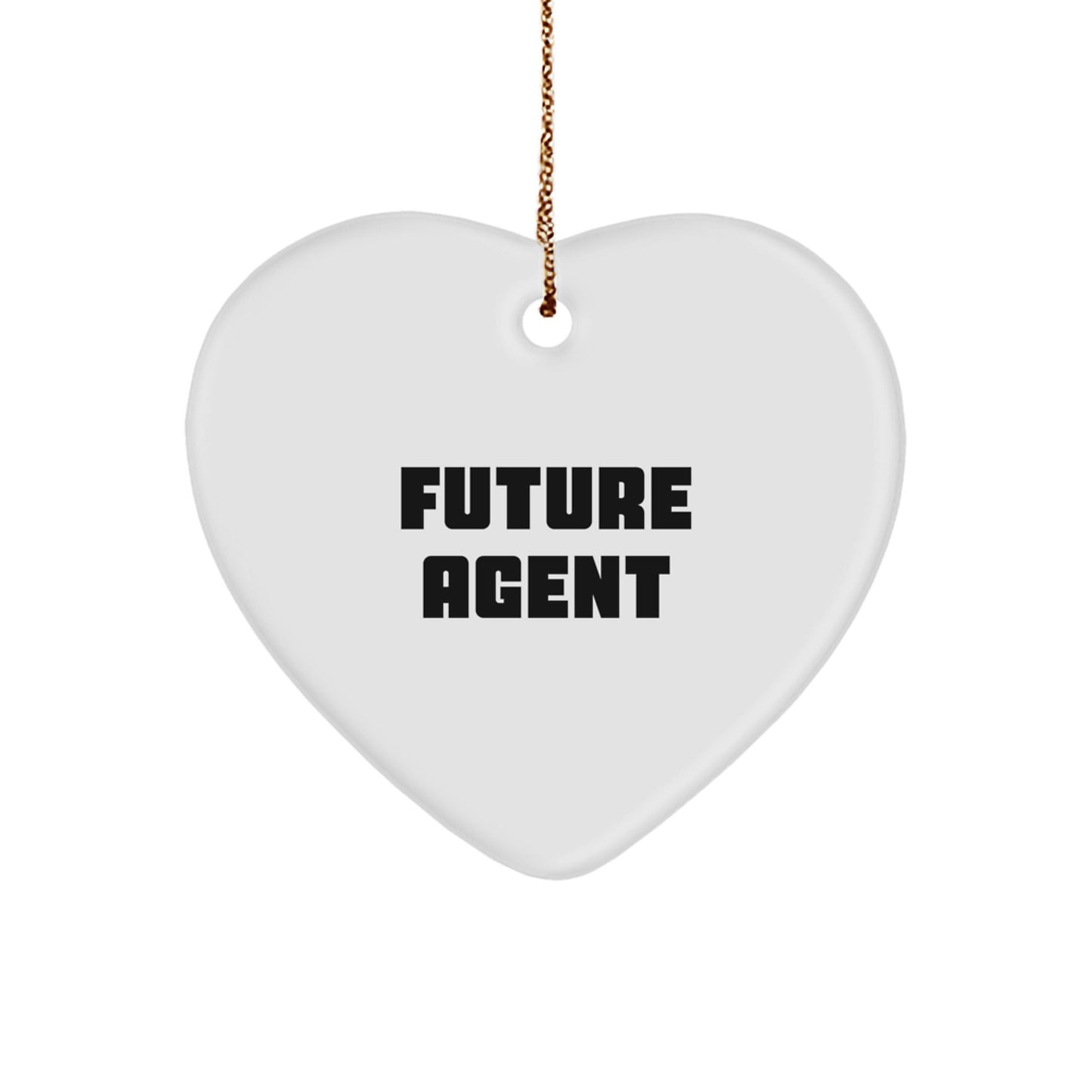 Funny Future Agent Gifts from Men, Heart Ornament with Inspirational Quote for Agent, Perfect Christmas Unique Gifts for Agents - Victory Thru Vision
