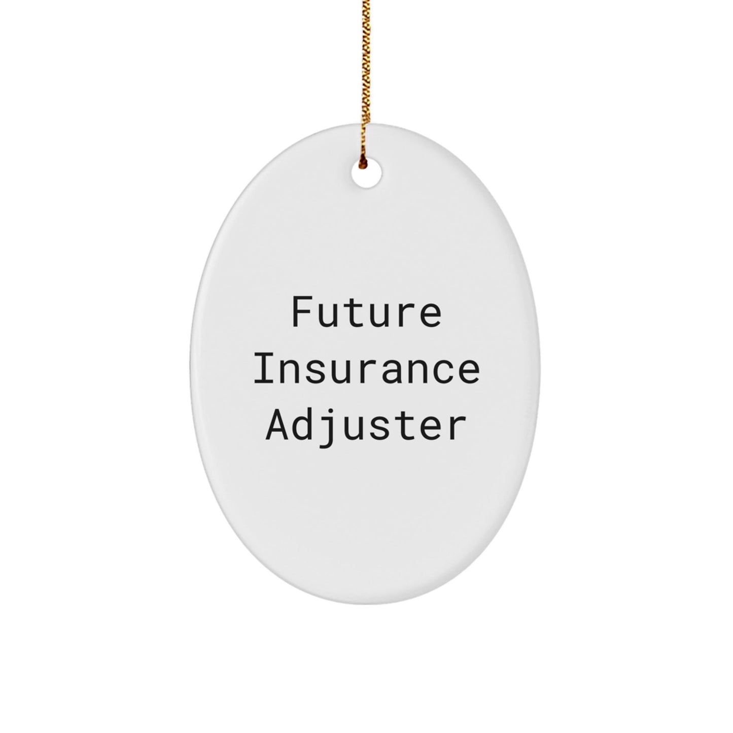 Funny Future Insurance Adjuster Oval Ornament Gifts from Family to Insurance Adjuster Friends at Christmas - Victory Thru Vision