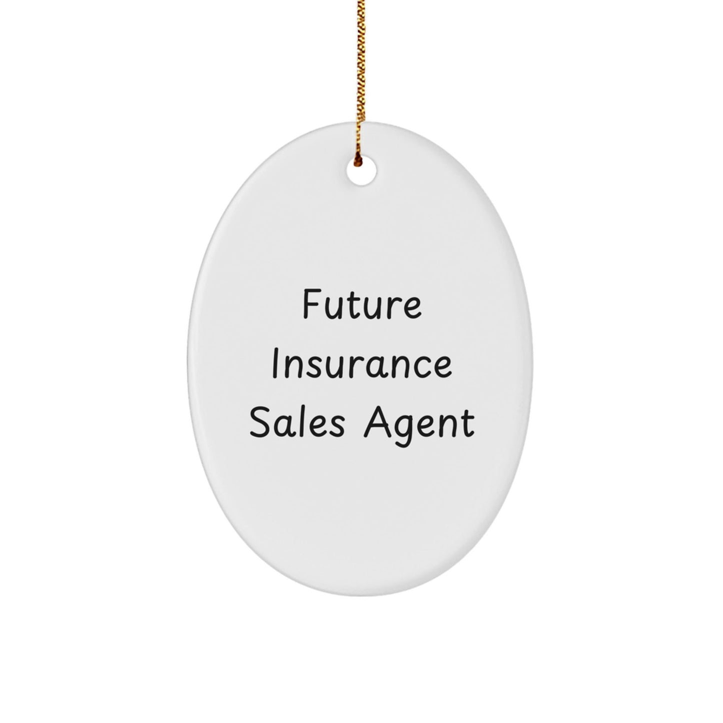Funny Future Insurance Sales Agent Gifts from Family to Insurance Sales Agent Friends - Christmas Unique Oval Ornament for Insurance Sales Agent Pros - Victory Thru Vision
