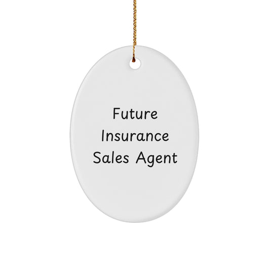 Funny Future Insurance Sales Agent Gifts from Family to Insurance Sales Agent Friends - Christmas Unique Oval Ornament for Insurance Sales Agent Pros - Victory Thru Vision