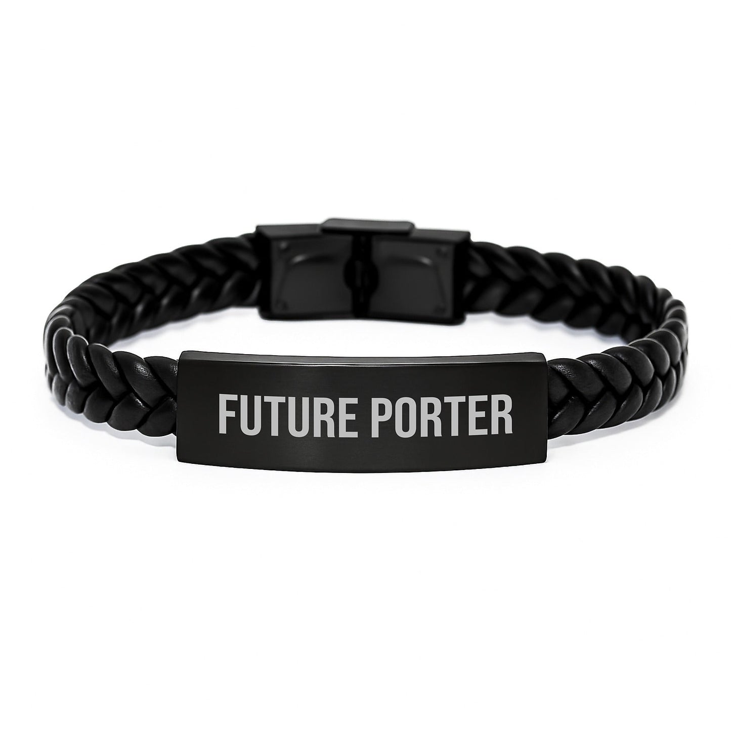 Funny Future Porter Interlaced Leather Bracelet for Him, Unique Gifts from Friends or Family, Inspirational Quote for Graduation - Victory Thru Vision
