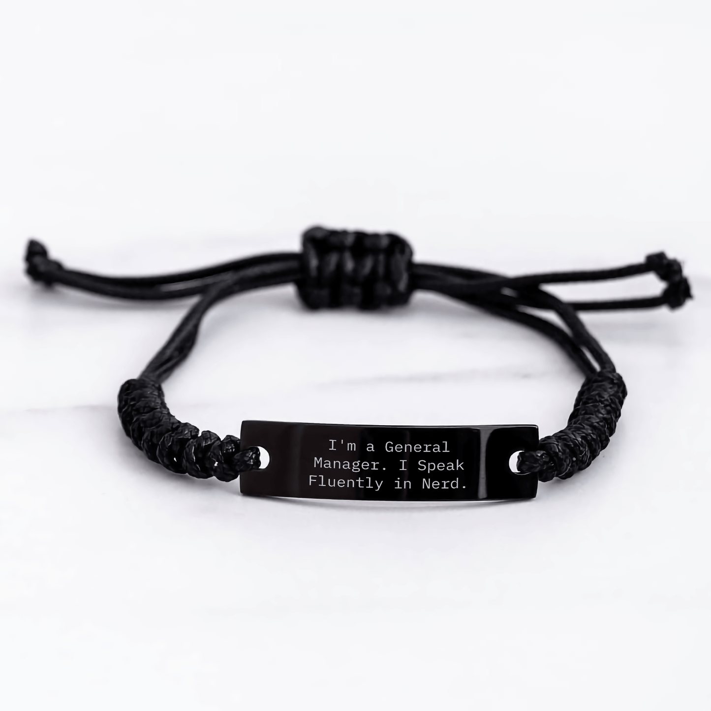 Funny General Manager Gifts for Men - 'I'm A General Manager. I Speak Fluently In genius.' Quote Adjustable Rope Bracelet for Graduation - Victory Thru Vision