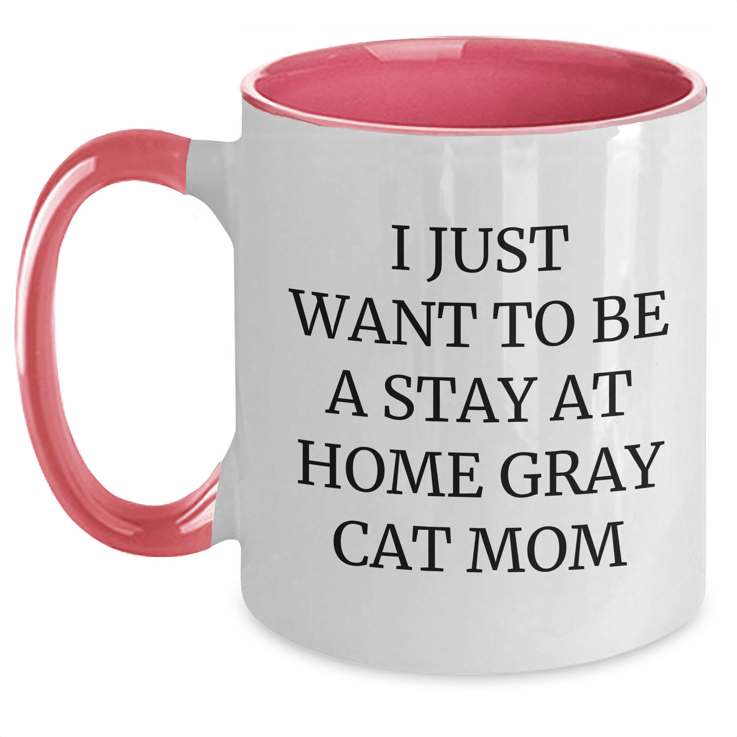 Funny Gray Cat Mom Gifts from Dad to Gray Cat Lover for Father's Day - Two Tone Coffee Mug - Victory Thru Vision