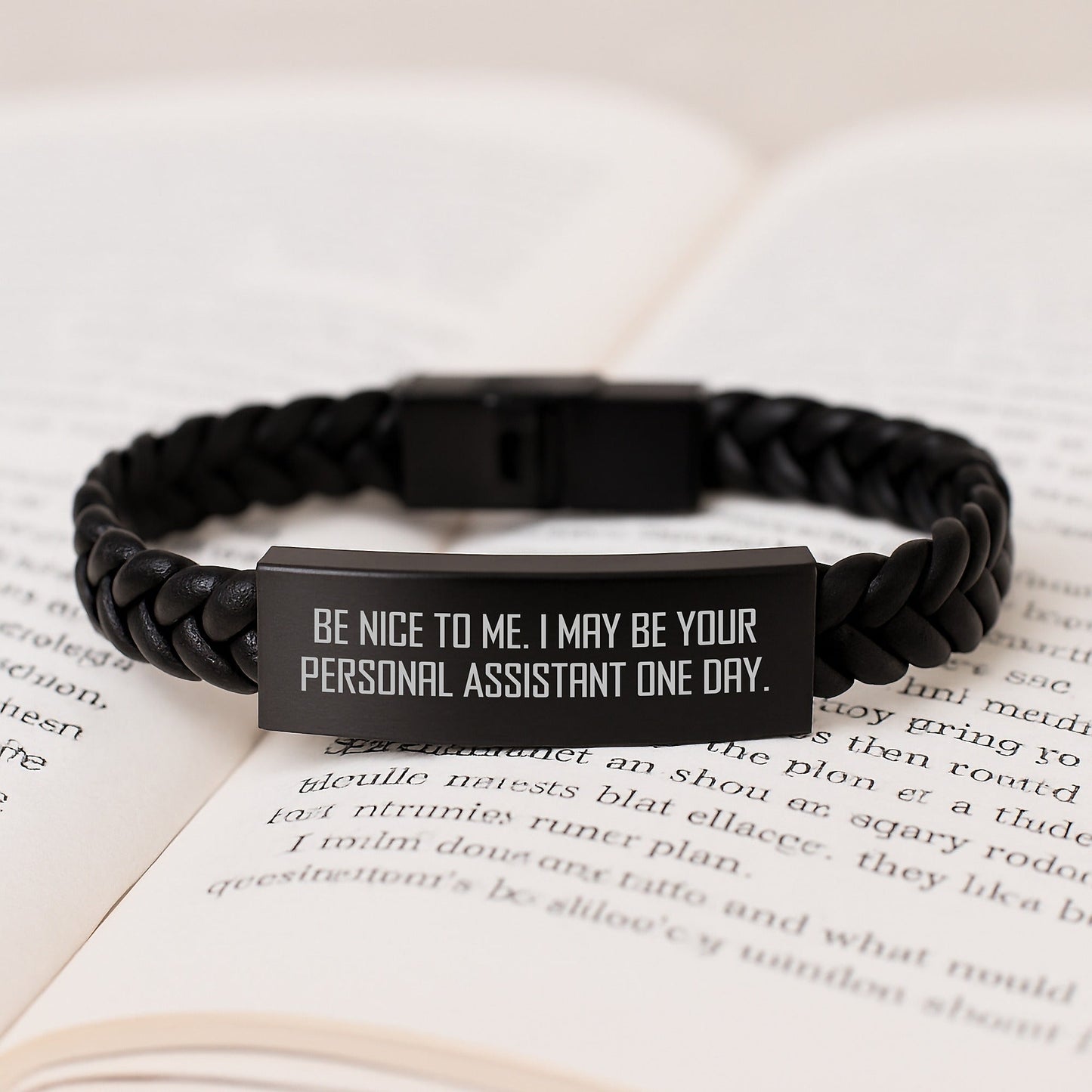 Funny Inspirational Gifts from Family for Personal Assistant Graduation Unique Interlaced Leather Bracelets with Quote 'Be Nice To Me. I May Be Your Personal Assistant One Day.' - Victory Thru Vision