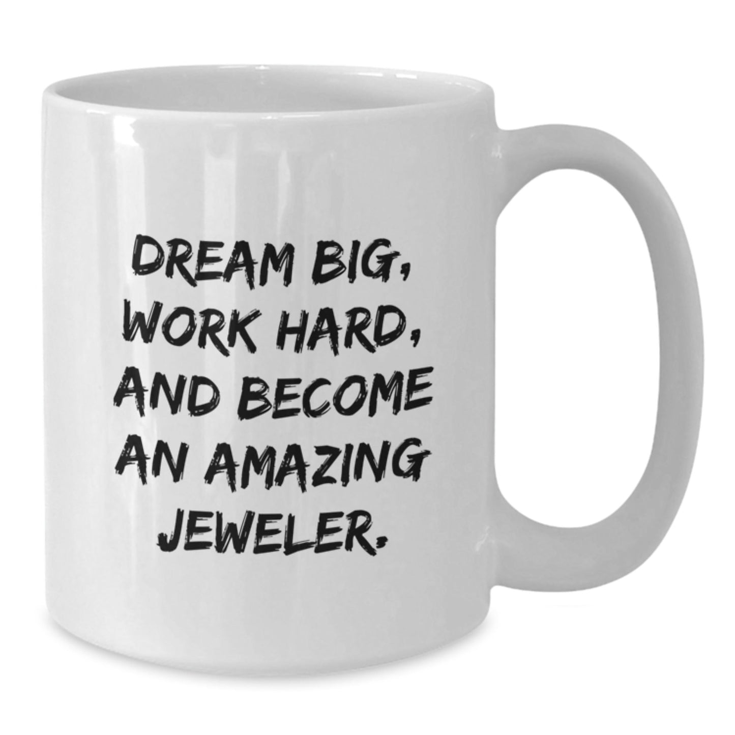 Funny Jeweler Gifts, White Coffee Mug for Birthday with Inspirational Quote, Gifts from Friends to Become Amazing Jeweler, 11oz or 15oz Capacity, Ceramic, Microwave and Dishwasher Safe - Victory Thru Vision