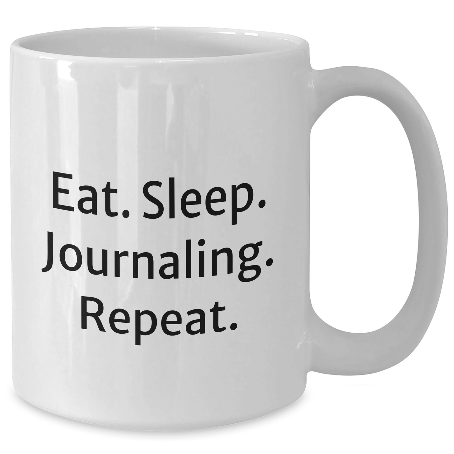 Funny Journaling Gifts for Friends from Mom - Eat. Sleep. Journaling. Repeat. White Coffee Mug - Victory Thru Vision