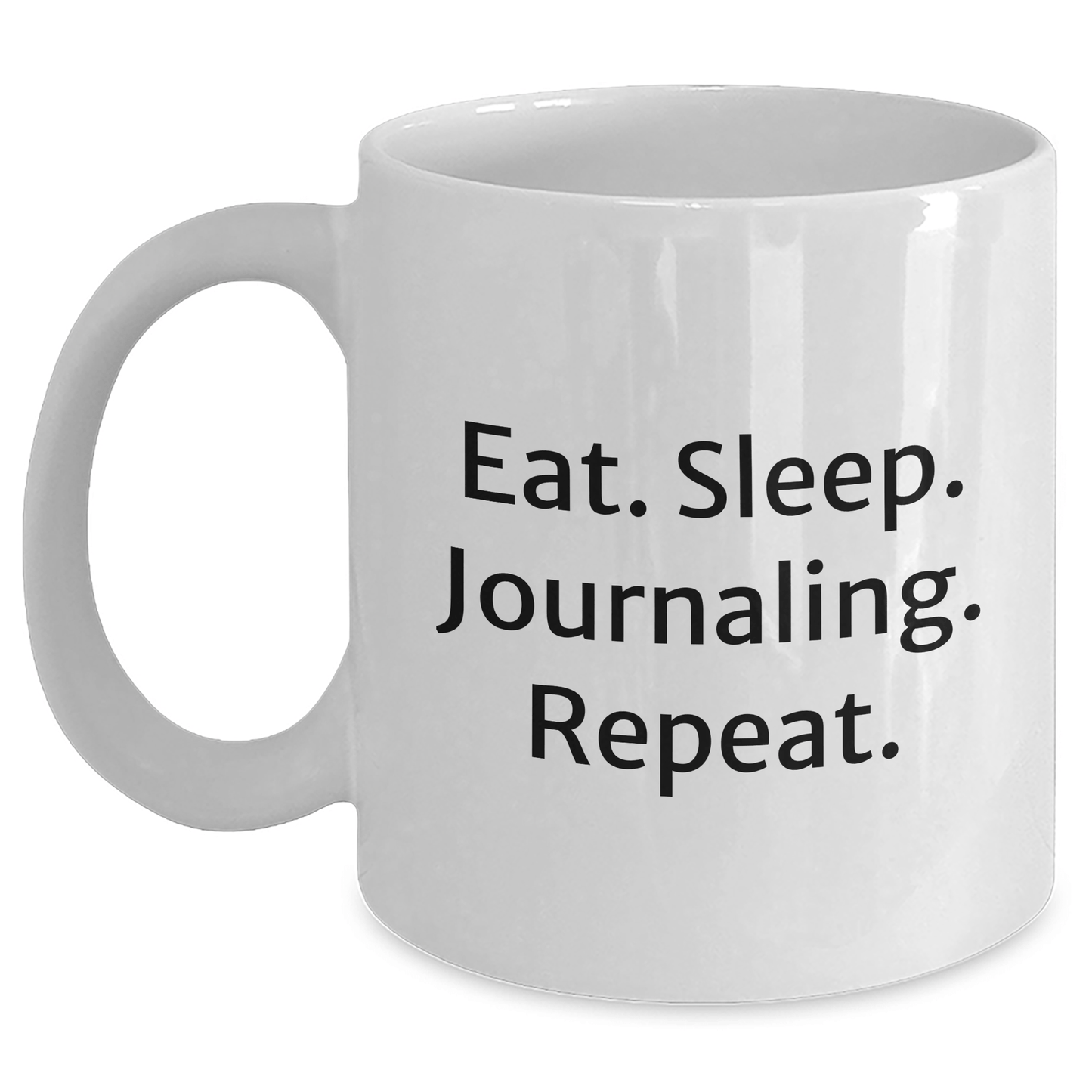 Funny Journaling Gifts for Friends from Mom - Eat. Sleep. Journaling. Repeat. White Coffee Mug - Victory Thru Vision