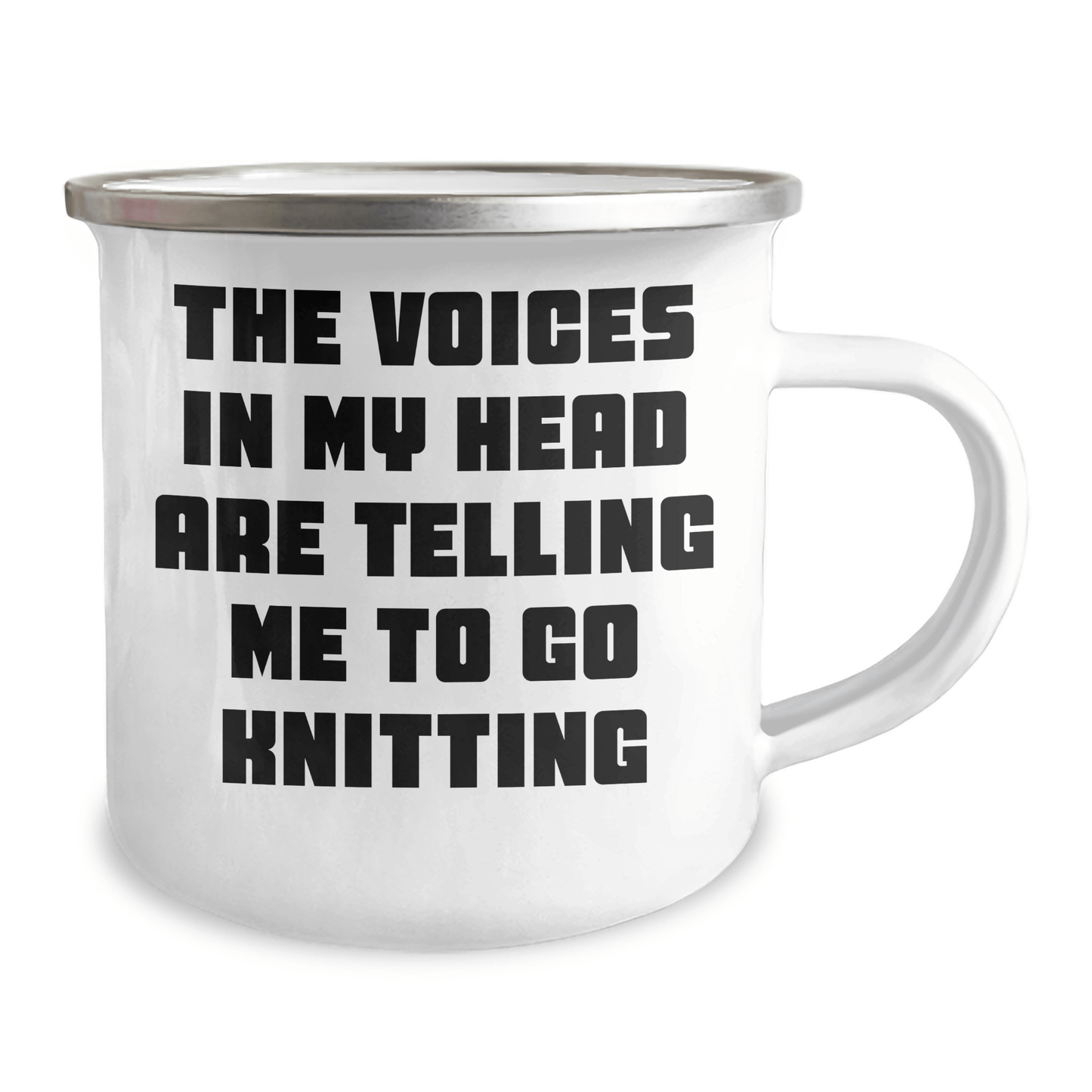 Funny Knitting Gifts for Graduation - Camping Mug with Inspirational Quote, Gifts from Family to Knitting Lovers, 12 oz Stainless Steel with Enamel Finish - Victory Thru Vision