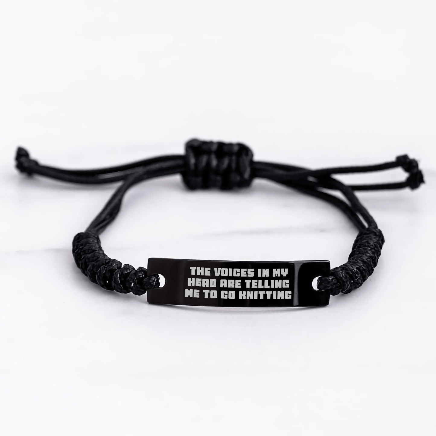 Funny Knitting Rope Bracelet Gifts from Friends for Graduation with Inspirational Quote, 'The Voices In My Head Are Telling Me To Go Knitting' - Victory Thru Vision