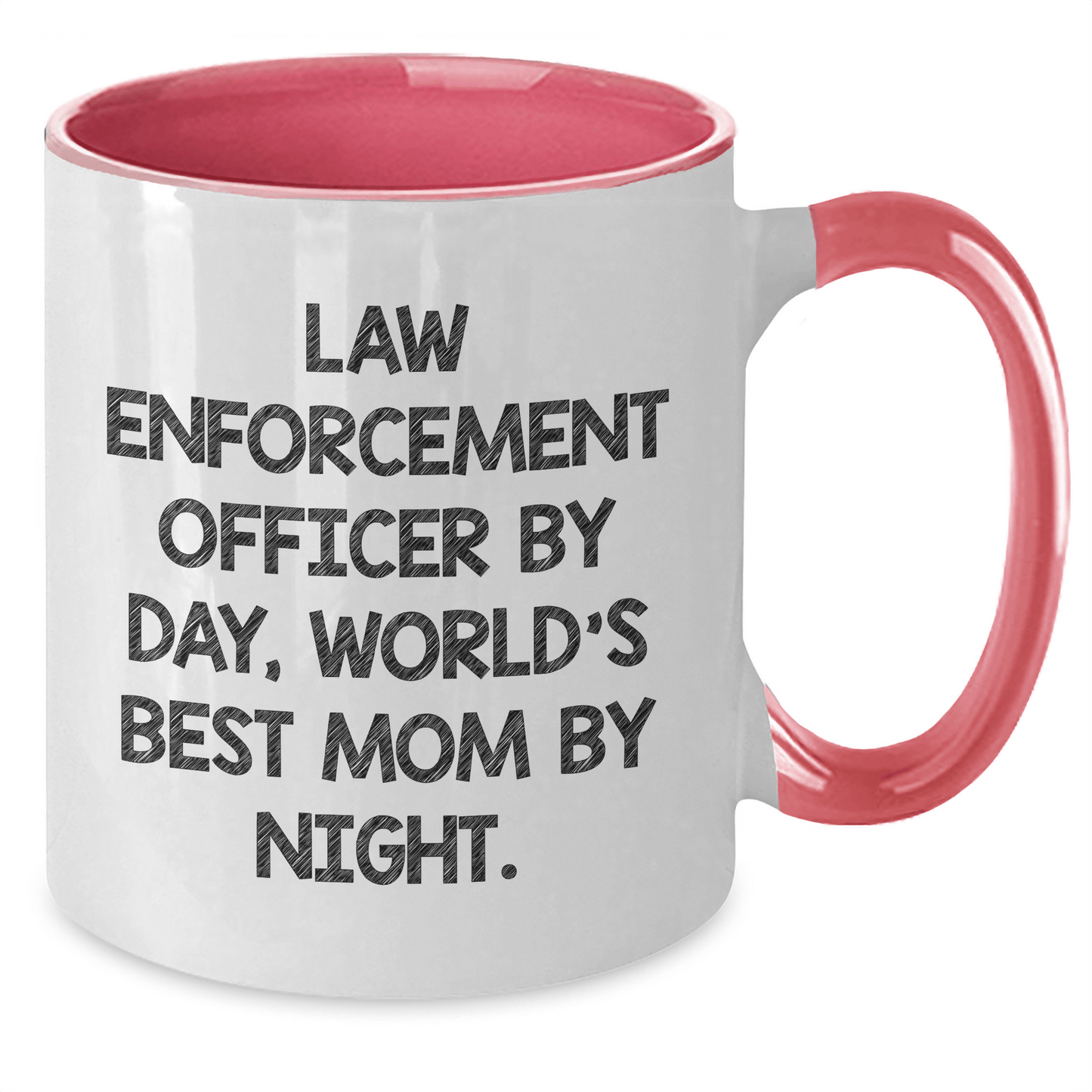 Funny Law Enforcement Officer Gifts - 'Law Enforcement Officer By Day, World's Best Mom By Night.' Two Tone Coffee Mug for Father's Day - Gifts from Mom, Gifts for Law Enforcement Officer - Victory Thru Vision