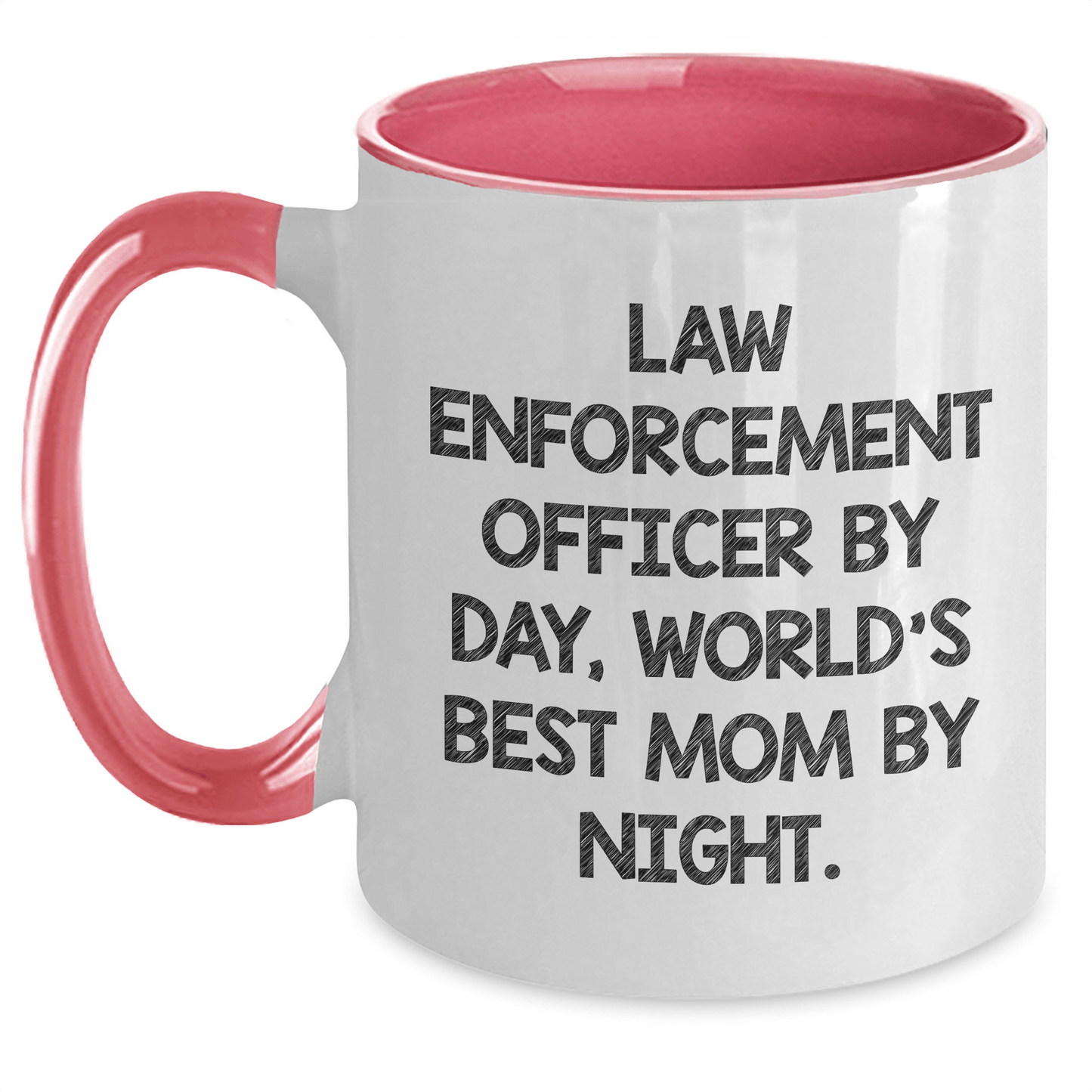 Funny Law Enforcement Officer Gifts - 'Law Enforcement Officer By Day, World's Best Mom By Night.' Two Tone Coffee Mug for Father's Day - Gifts from Mom, Gifts for Law Enforcement Officer - Victory Thru Vision