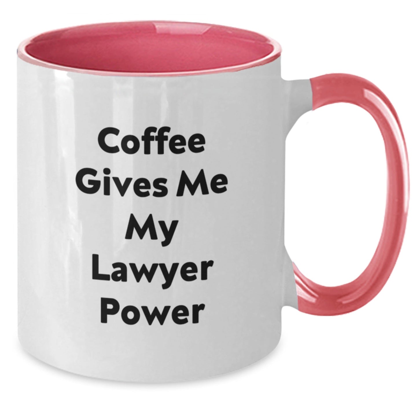 Funny Lawyer Gifts from Friends - 'Coffee Gives Me My Lawyer Power' Two Tone Mug for Lawyer on Birthday - Victory Thru Vision