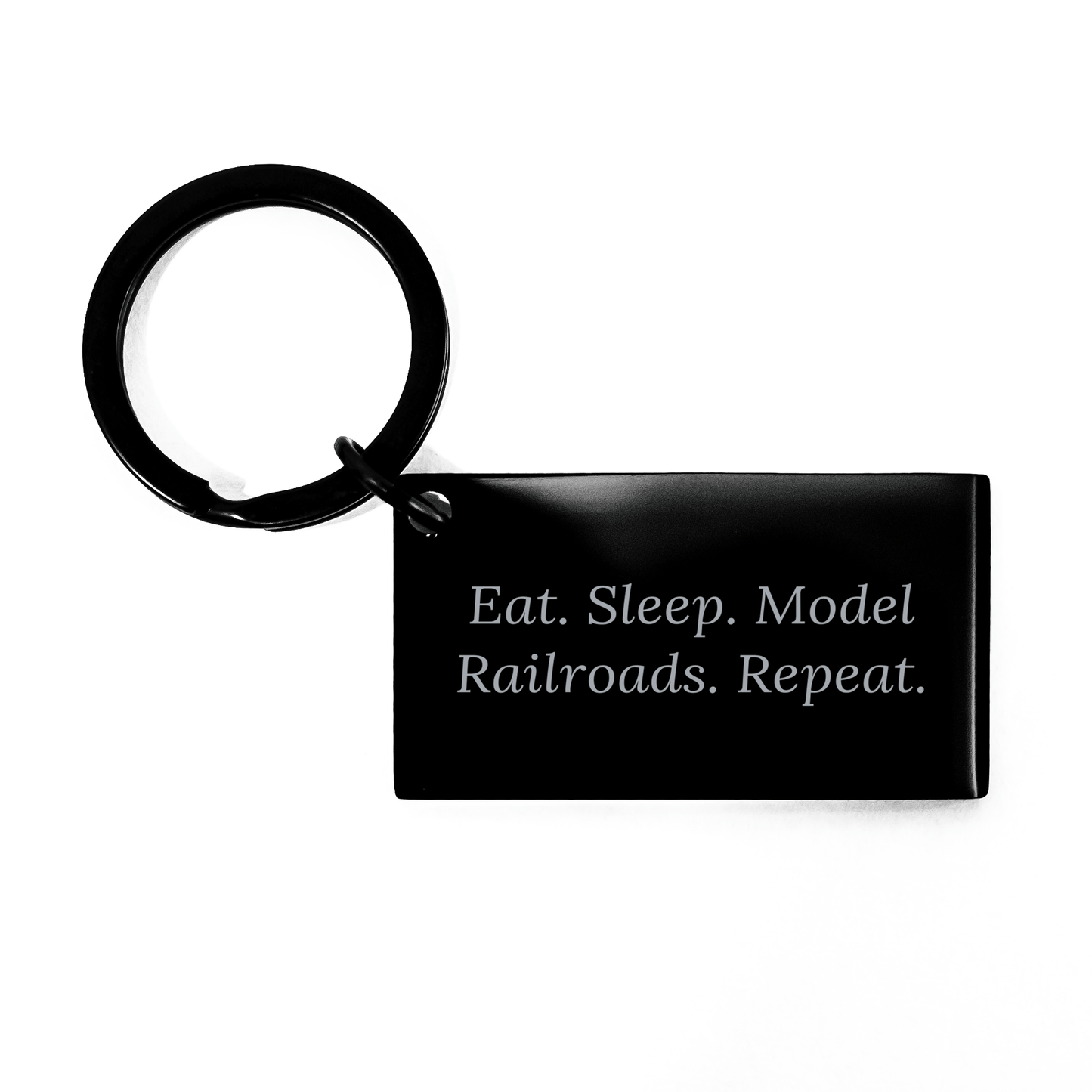 Funny Model Railroads Gifts for Men - Eat. Sleep. Model Railroads. Repeat. Keychain from Dad, Ideal Gift for Model Railroads Enthusiasts on Father's Day - Victory Thru Vision