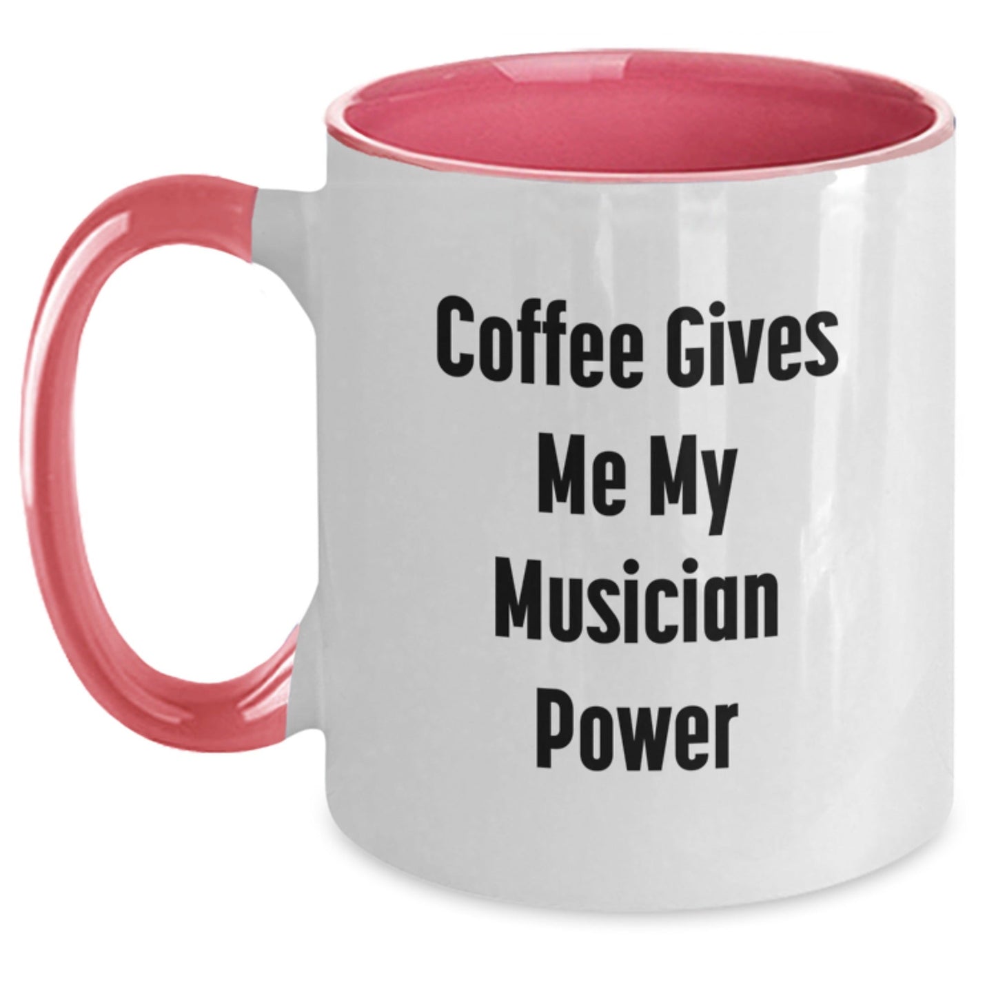 Funny Musician Gifts from Friends - Coffee Gives Me My Power Two Tone Mug, Birthday Unique Ideas for Men and Women - Victory Thru Vision
