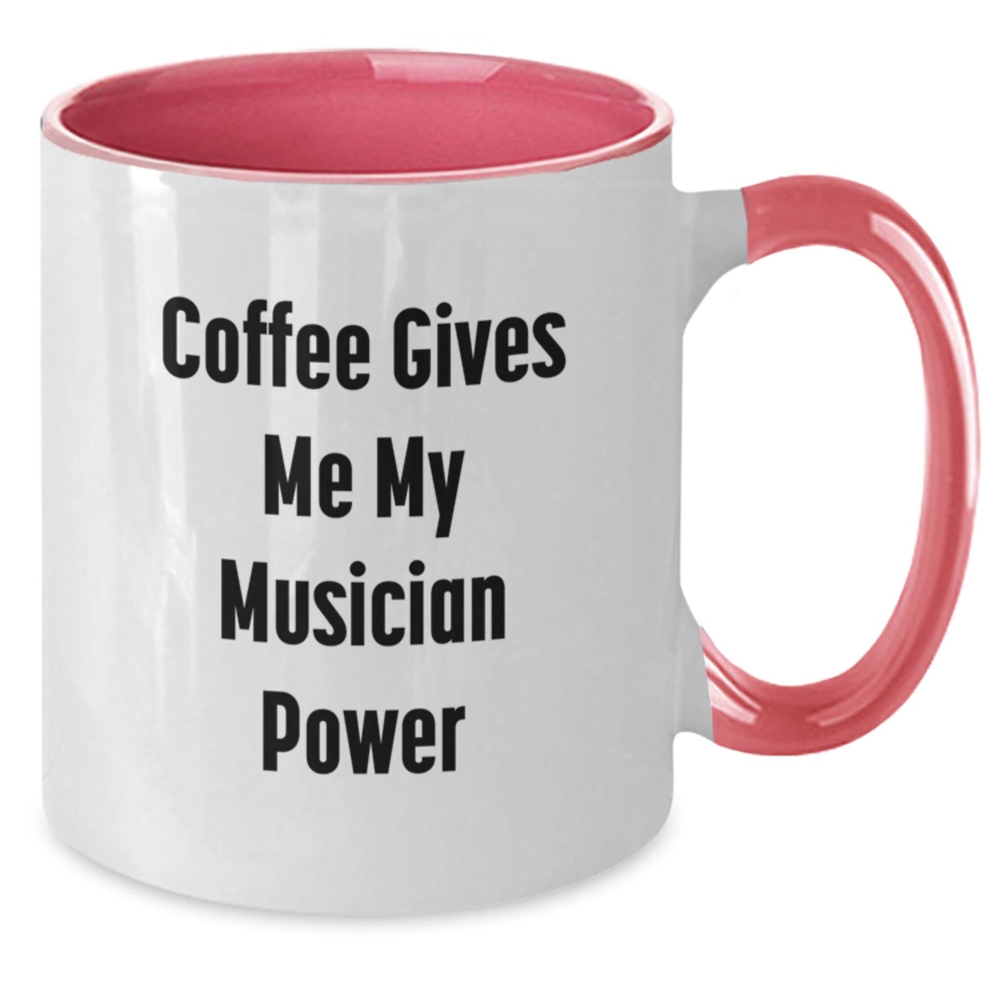 Funny Musician Gifts from Friends - Coffee Gives Me My Power Two Tone Mug, Birthday Unique Ideas for Men and Women - Victory Thru Vision