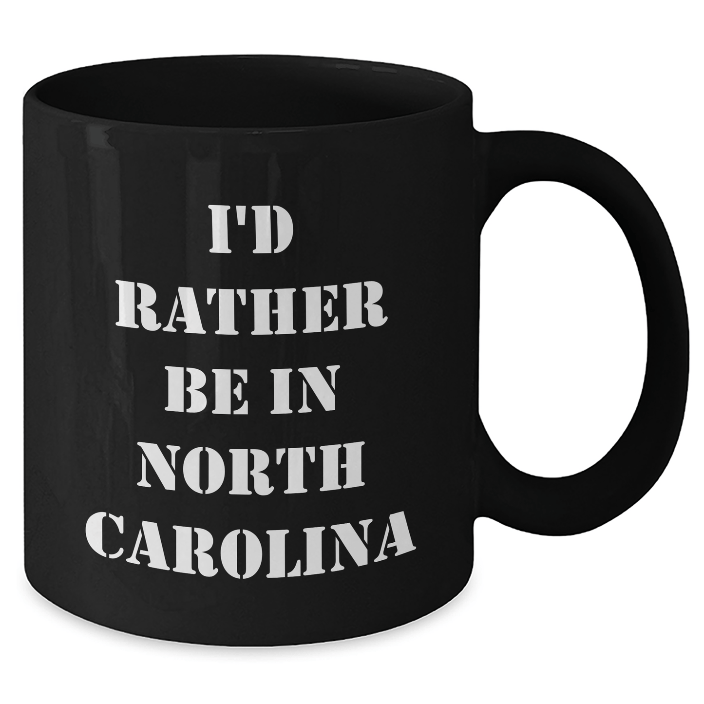 Funny North Carolina Gifts for Men from Friends, 'I'd Rather Be In North Carolina' Black Coffee Mug for Graduation - Victory Thru Vision