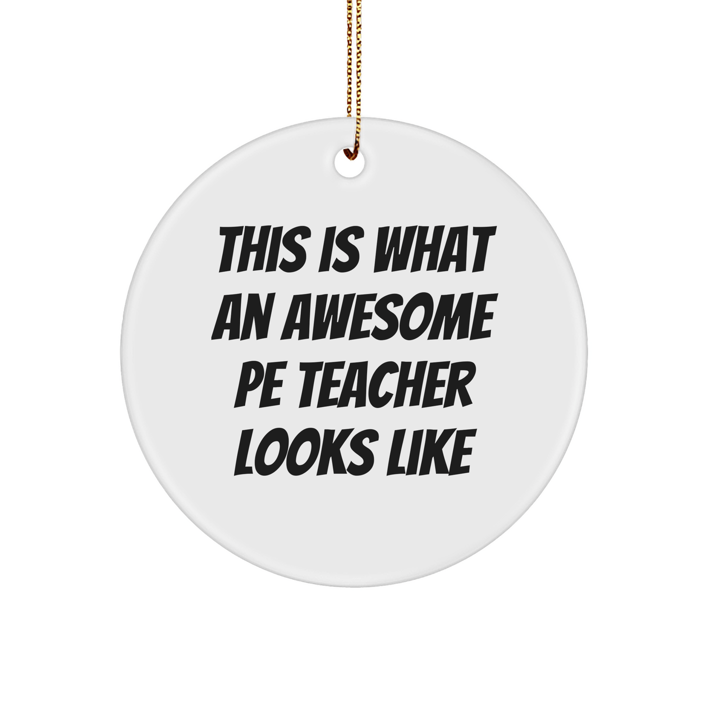 Funny PE Teacher Gifts, This Is What An Awesome PE Teacher Looks Like, Circle Ornament for Men, Women, Friends, Coworkers, Family, Christmas Unique Gifts from - Victory Thru Vision