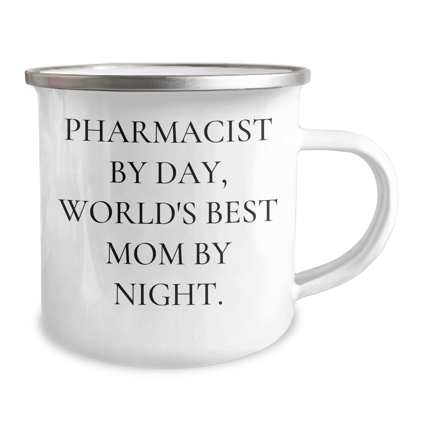 Funny Pharmacist Gifts - 'Pharmacist By Day, World's Best Mom By Night.' Camping Mug for Graduation, Stainless Steel with Enamel Finish, Gifts from Mom to Pharmacist - Victory Thru Vision