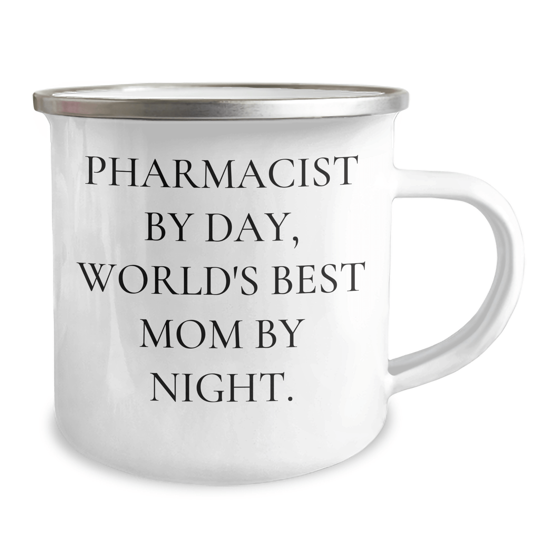 Funny Pharmacist Gifts - 'Pharmacist By Day, World's Best Mom By Night.' Camping Mug for Graduation, Stainless Steel with Enamel Finish, Gifts from Mom to Pharmacist - Victory Thru Vision