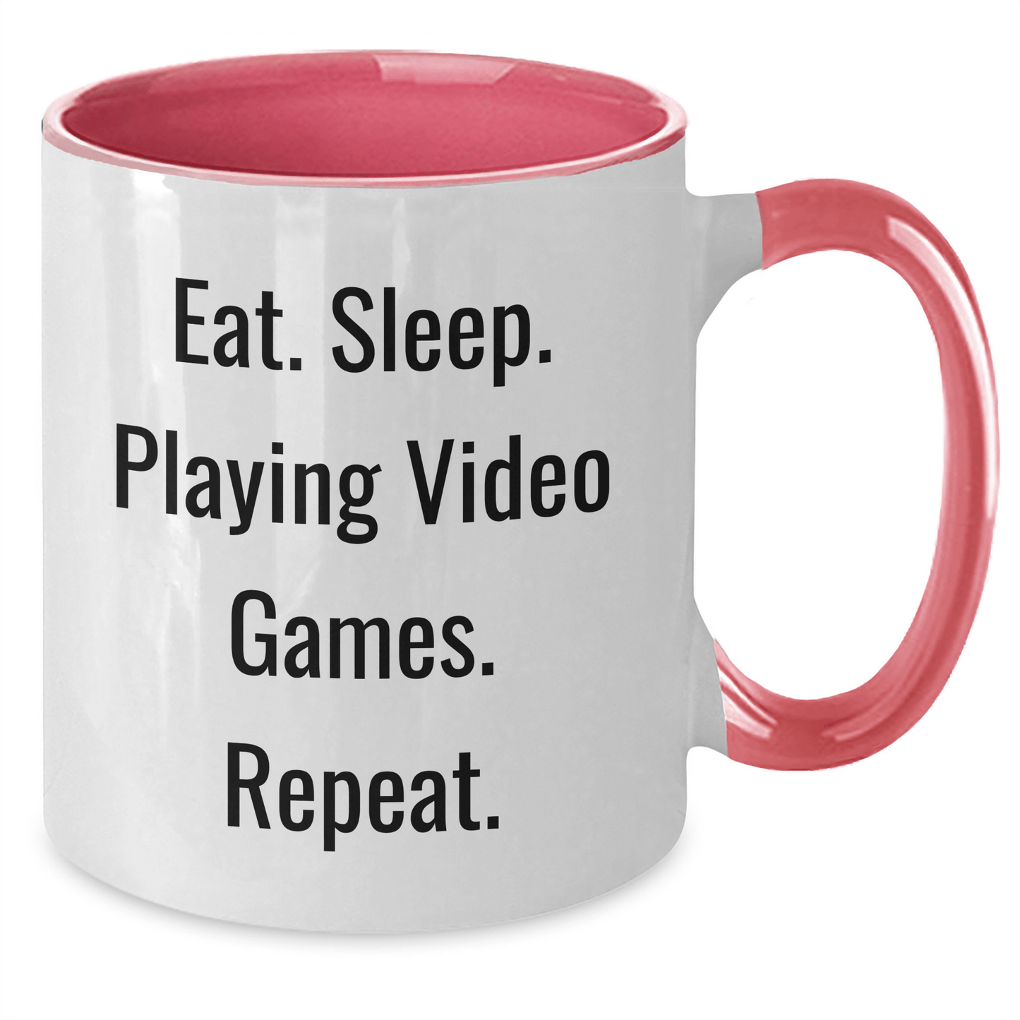 Funny Playing Video Games Humor Two Tone Coffee Mug, Gifts from Friends and Family for Men and Women, Eat. Sleep. Playing Video Games. Repeat., Father's Day Unique Present - Victory Thru Vision