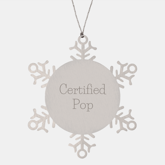 Funny Pop Gifts from Friends for Christmas - Snowflake Ornament with Inspirational Quote, Certified Pop, Shatterproof, 3.14 inches, Unique Present for Pop Enthusiasts - Victory Thru Vision