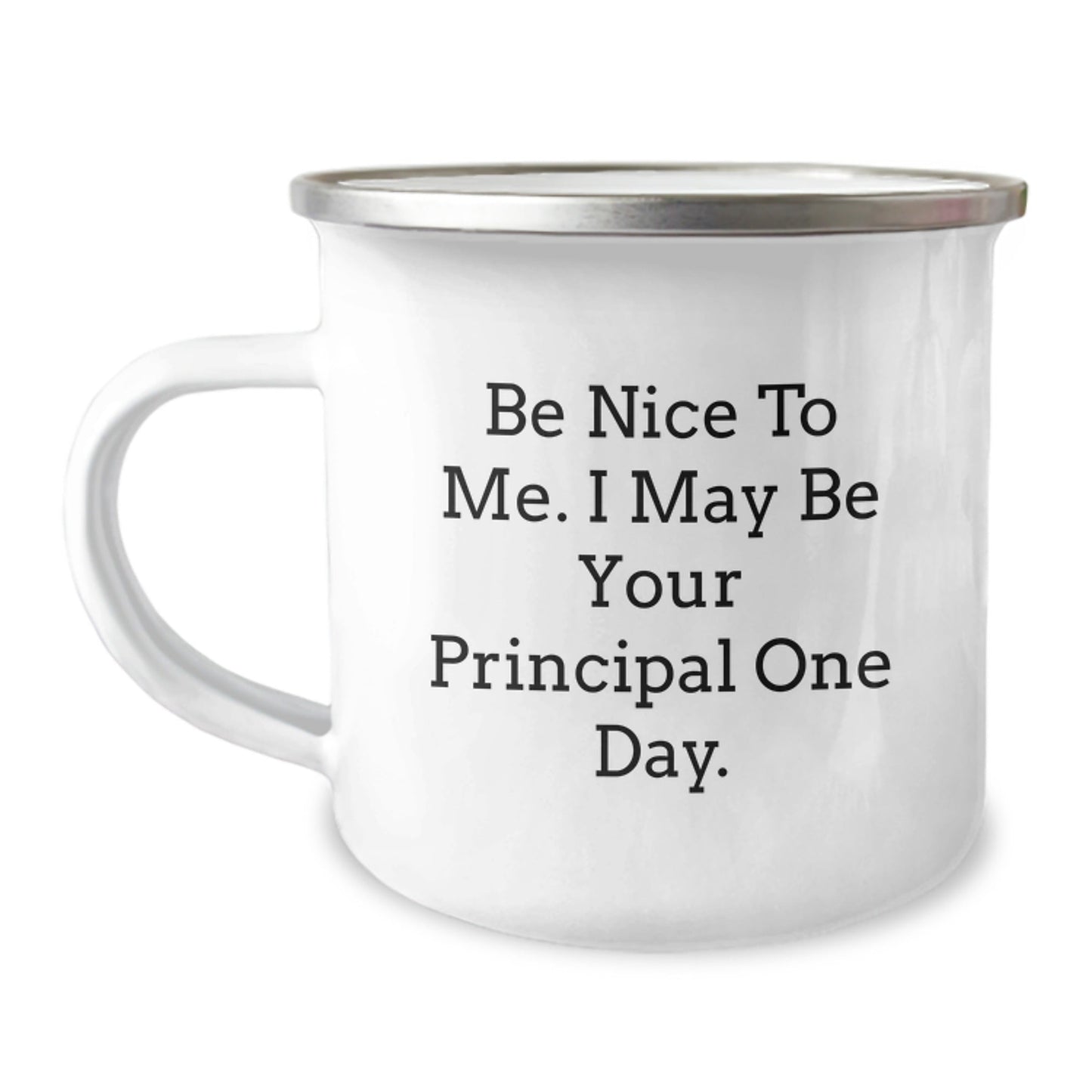 Funny Principal Gift Ideas for Men, Women, and Friends - Be Nice To Me. I May Be Your Principal One Day. 12 oz Stainless Steel Camping Mug - Victory Thru Vision