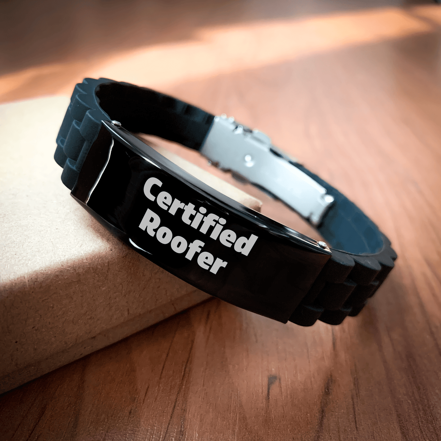 Funny Roofer Gifts Certified Roofer Glide lock Clasp Bracelet for Men from Family - Unique Father's Day Unique Gifts for Roofer - Victory Thru Vision