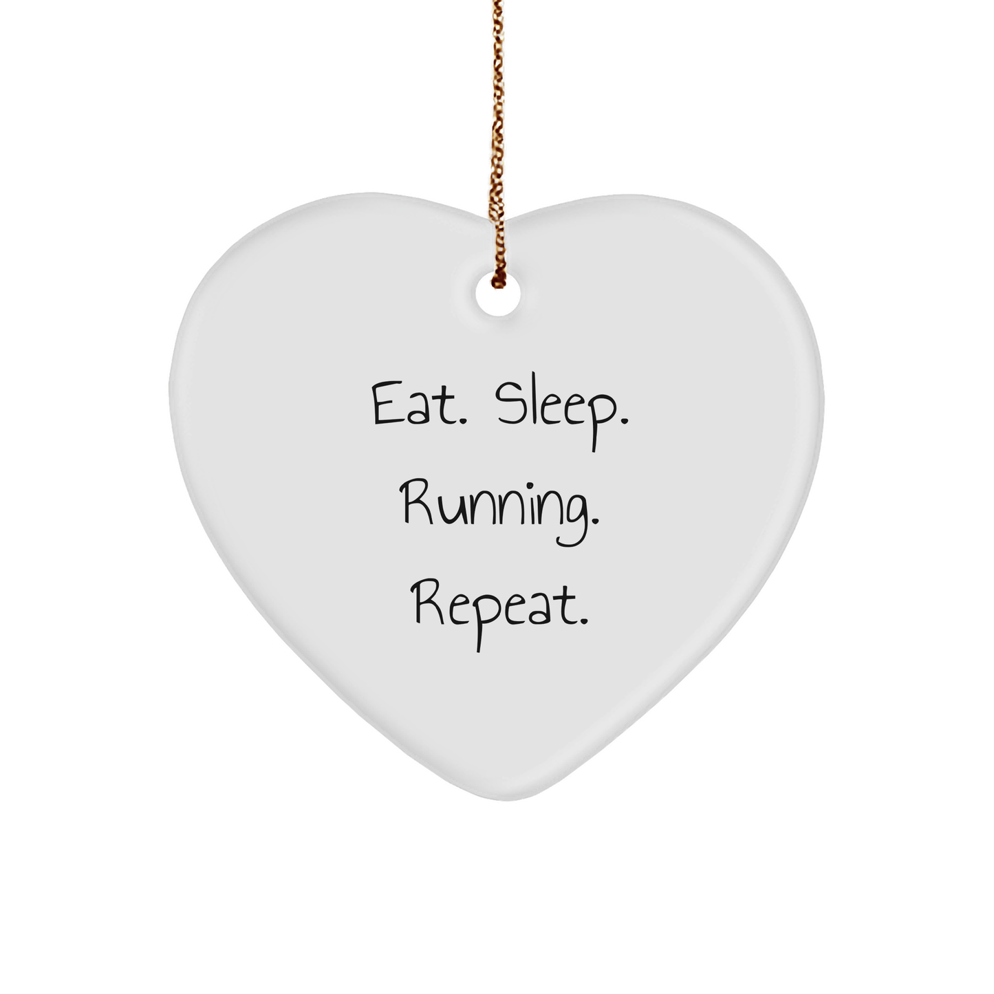 Funny Running Gifts for Him, Eat. Sleep. Running. Repeat. Heart Ornament, Unique Christmas Unique Gifts from Friends, Running Enthusiasts - Victory Thru Vision
