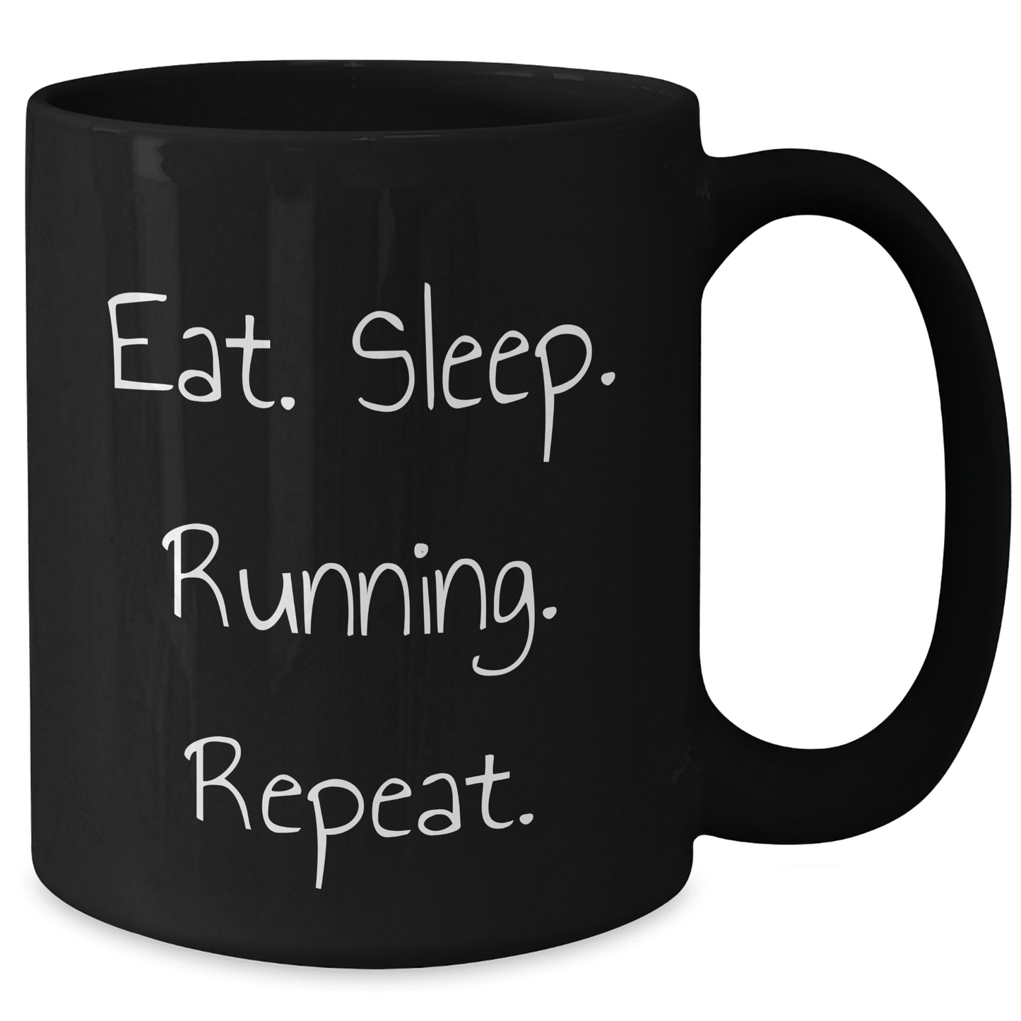 Funny Running Quote Gifts from Friends to Running Men, Black Coffee Mugs for Running Enthusiasts, Eat. Sleep. Running. Repeat. Graduation Unique Gifts - Victory Thru Vision