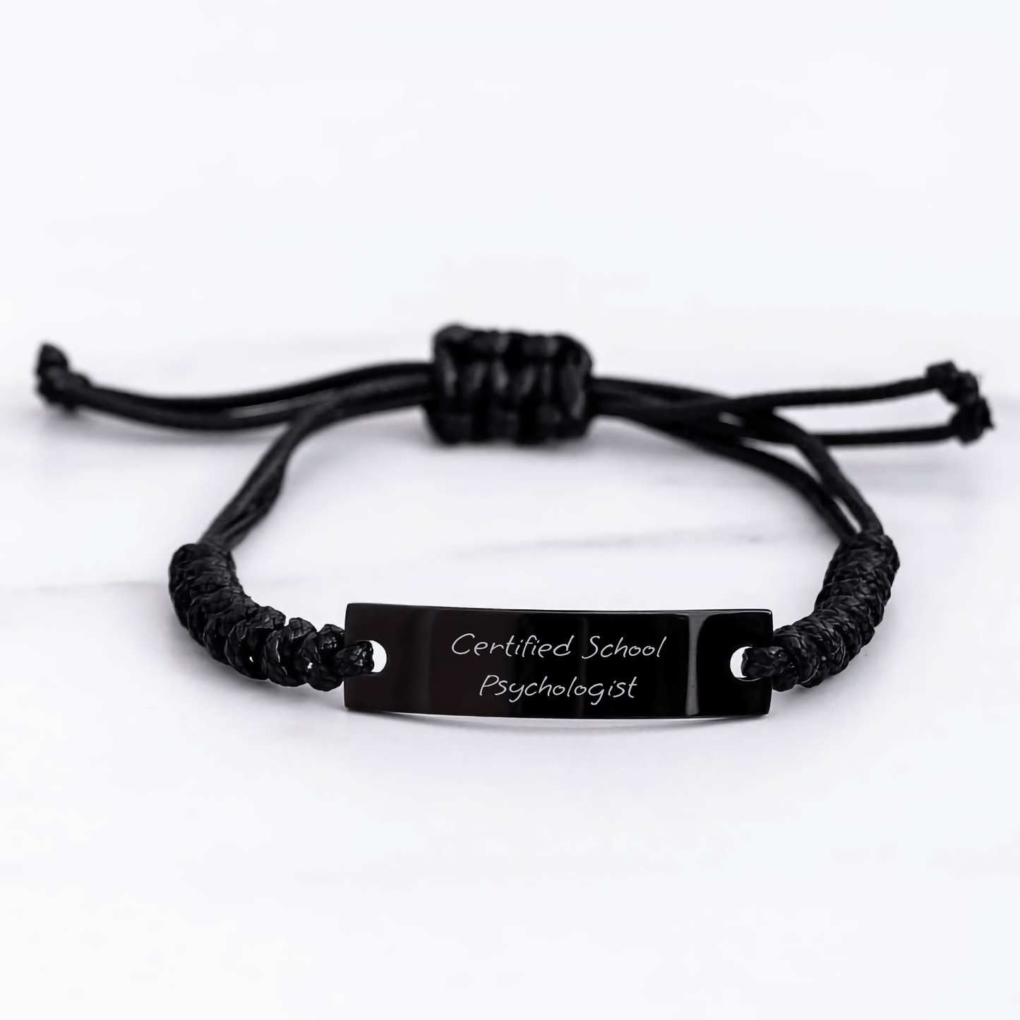 Funny School Psychologist Rope Bracelet Gifts from Friends to School Psychologist on Father's Day, Certified School Psychologist Quote, Adjustable Black Rope, Resist Rust, Corrosion, and Tarnishing - Victory Thru Vision