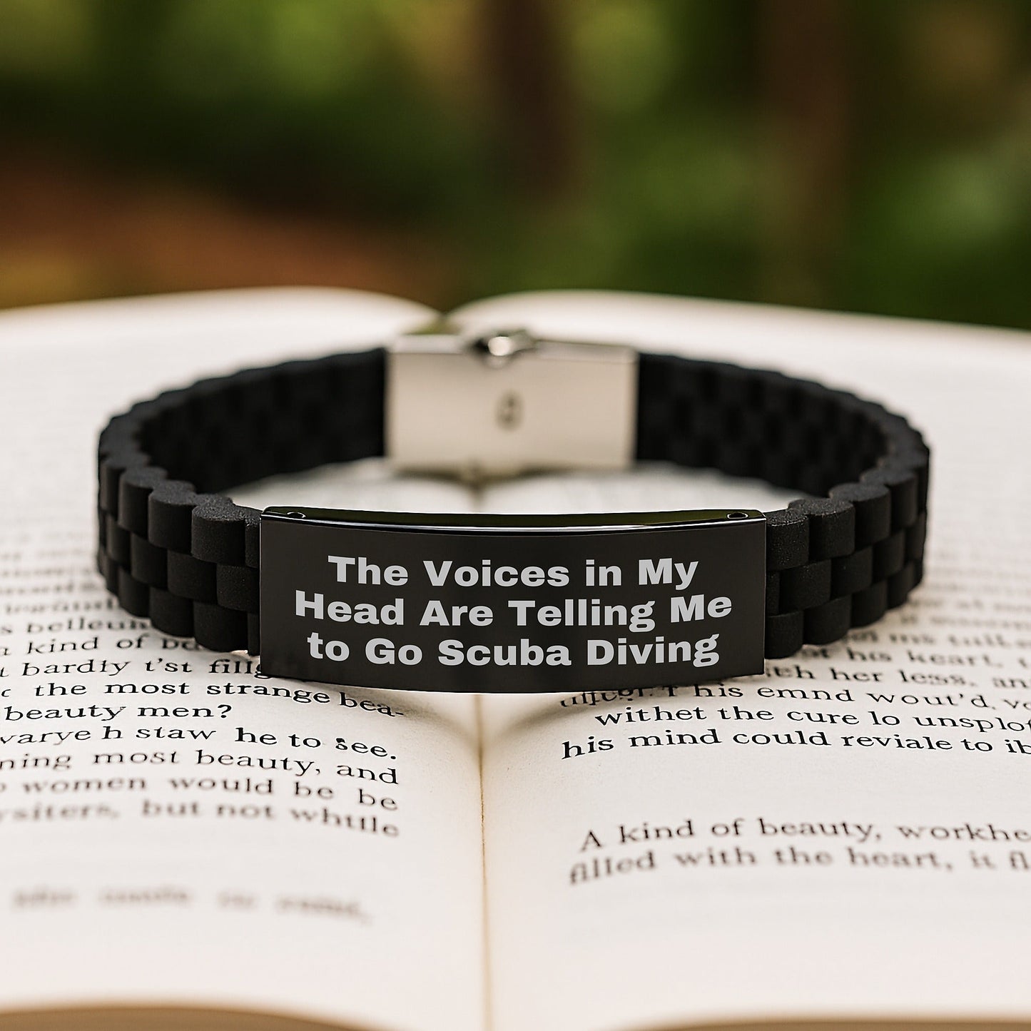 Funny Scuba Diving Gifts for Friends Birthday - Glide lock Clasp Bracelet with Quote 'The Voices In My Head Are Telling Me To Go Scuba Diving' - Gifts from Friends for Scuba Diving Enthusiasts - Victory Thru Vision