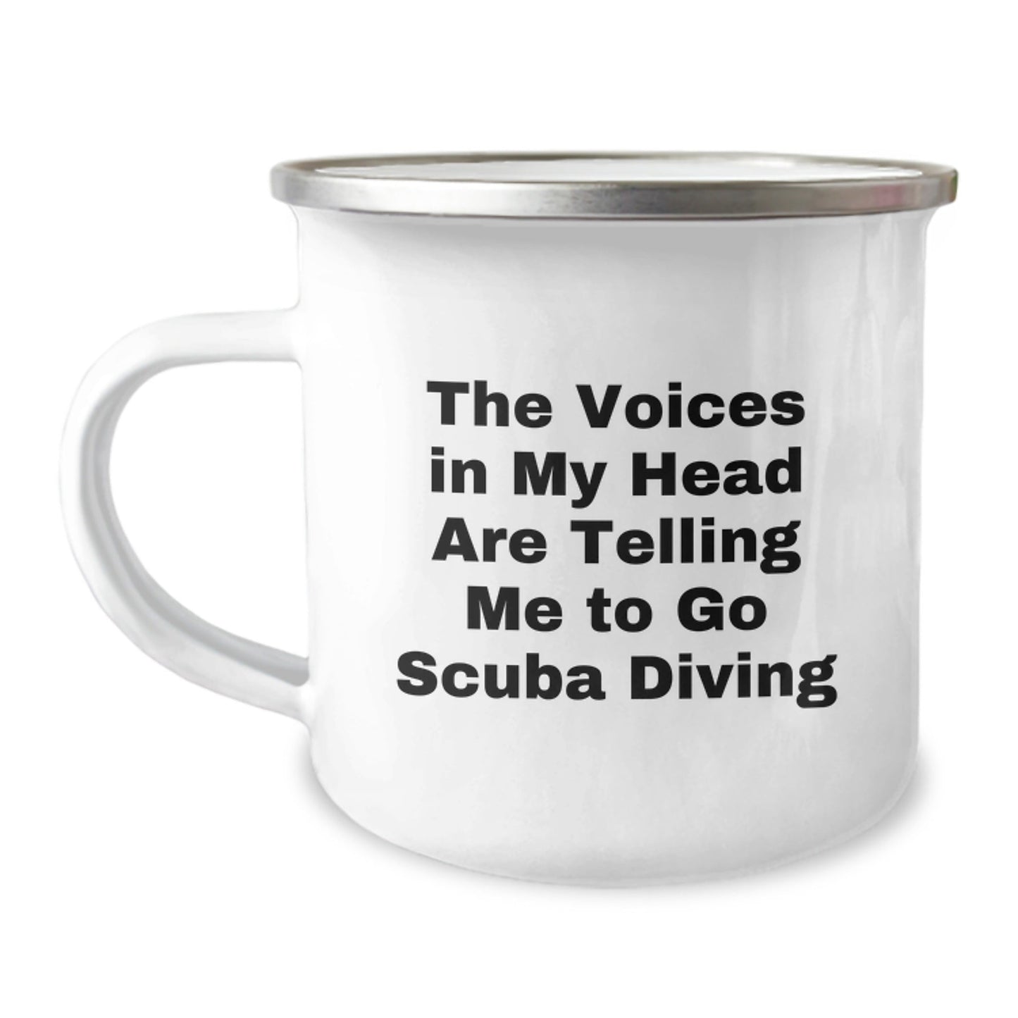 Funny Scuba Diving Gifts from Friends for Scuba Diving Enthusiasts - 'The Voices In My Head Are Telling Me To Go Scuba Diving' Camping Mug, Birthday Unique Gifts - Victory Thru Vision