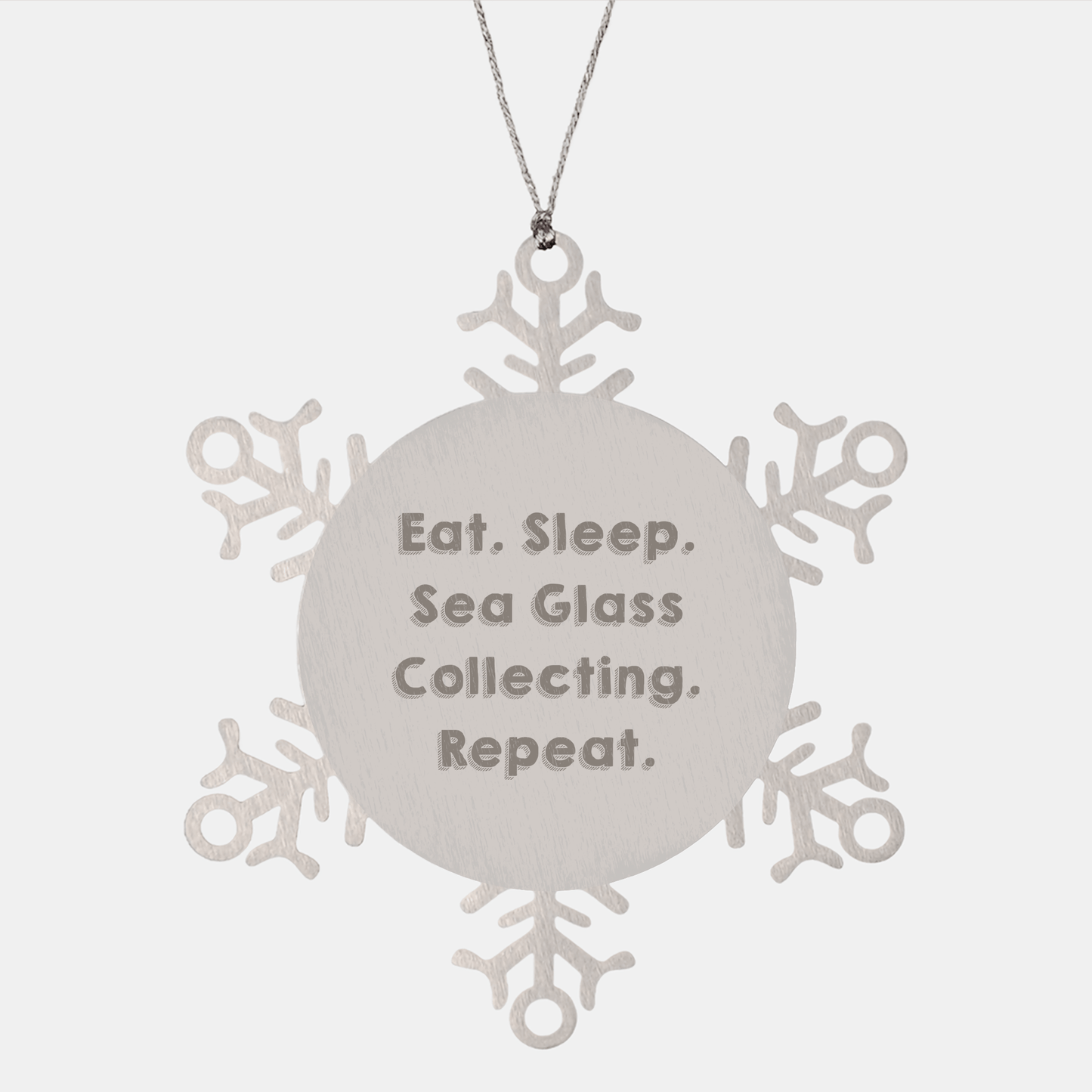 Funny Sea Glass Collecting Gifts from Friends and Family - Snowflake Ornament, Eat. Sleep. Sea Glass Collecting. Repeat., Unique Christmas Unique Gifts for Sea Glass Collecting Enthusiasts - Victory Thru Vision